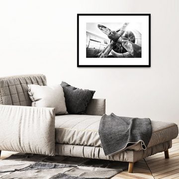 artissimo Bild mit Rahmen Bild gerahmt 51x71cm / Design-Poster mit Holz-Rahmen / Foto Flugzeug, Oldtimer Flugzeug
