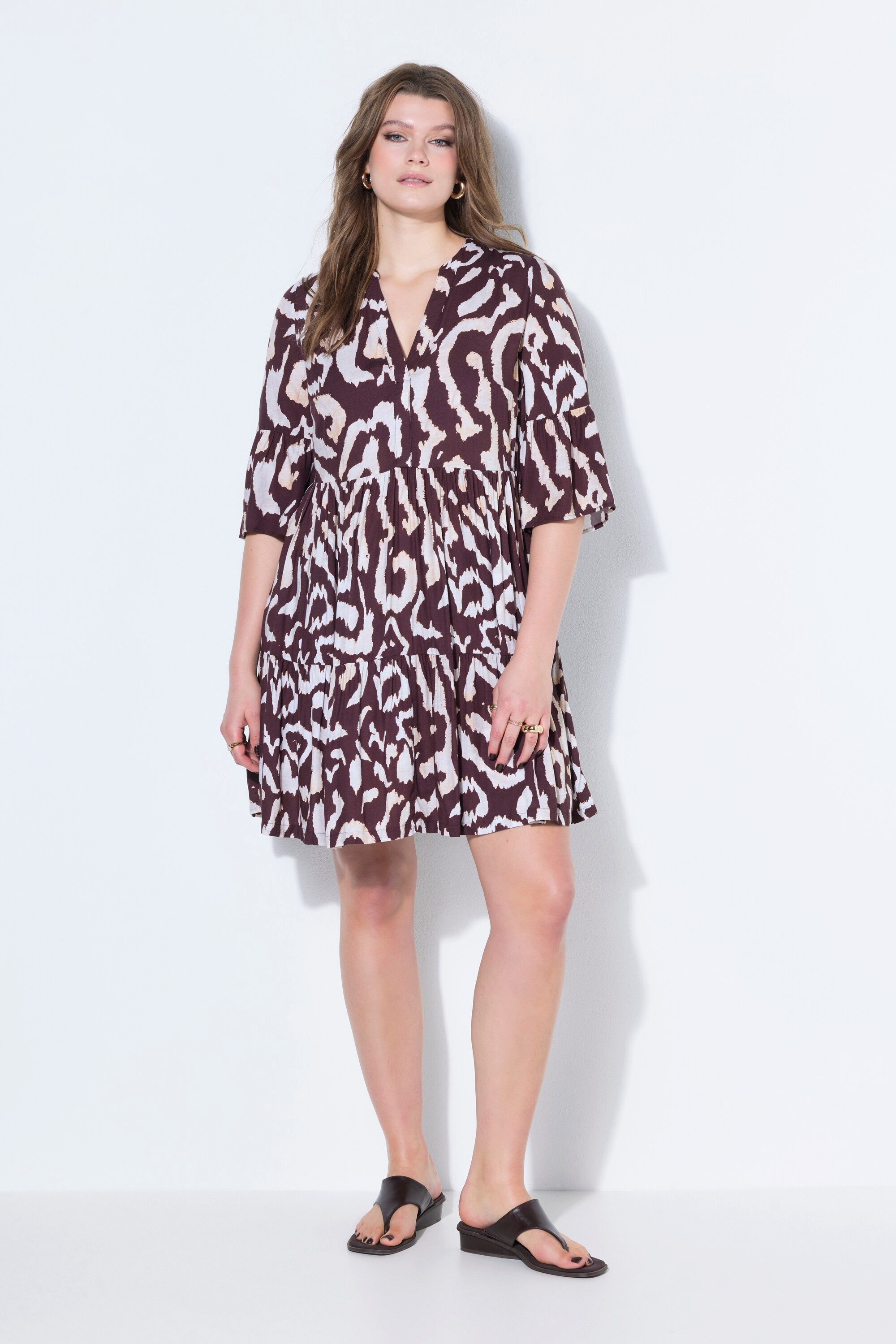 Minikleid Kleid kurze A-Line Print Volants