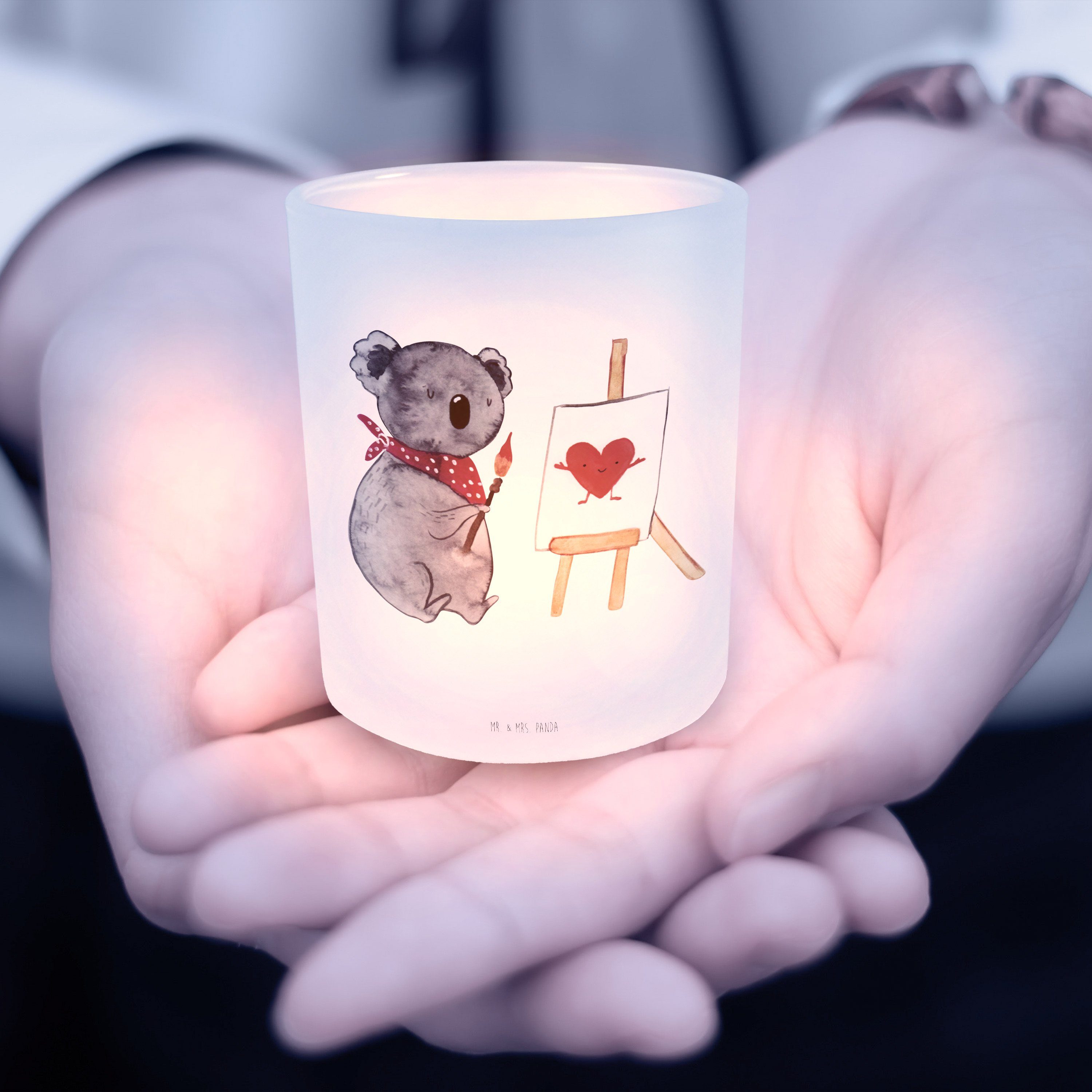 Geschenk, St) (1 Mr. Koalabär, & Windlicht Kerzenglas, Mrs. - Koala Teelic Transparent - Panda Künstler
