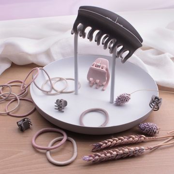 PARSA Beauty Haarklammer Mini Haarklammer aus Weizenstroh 6 Sück, taupe