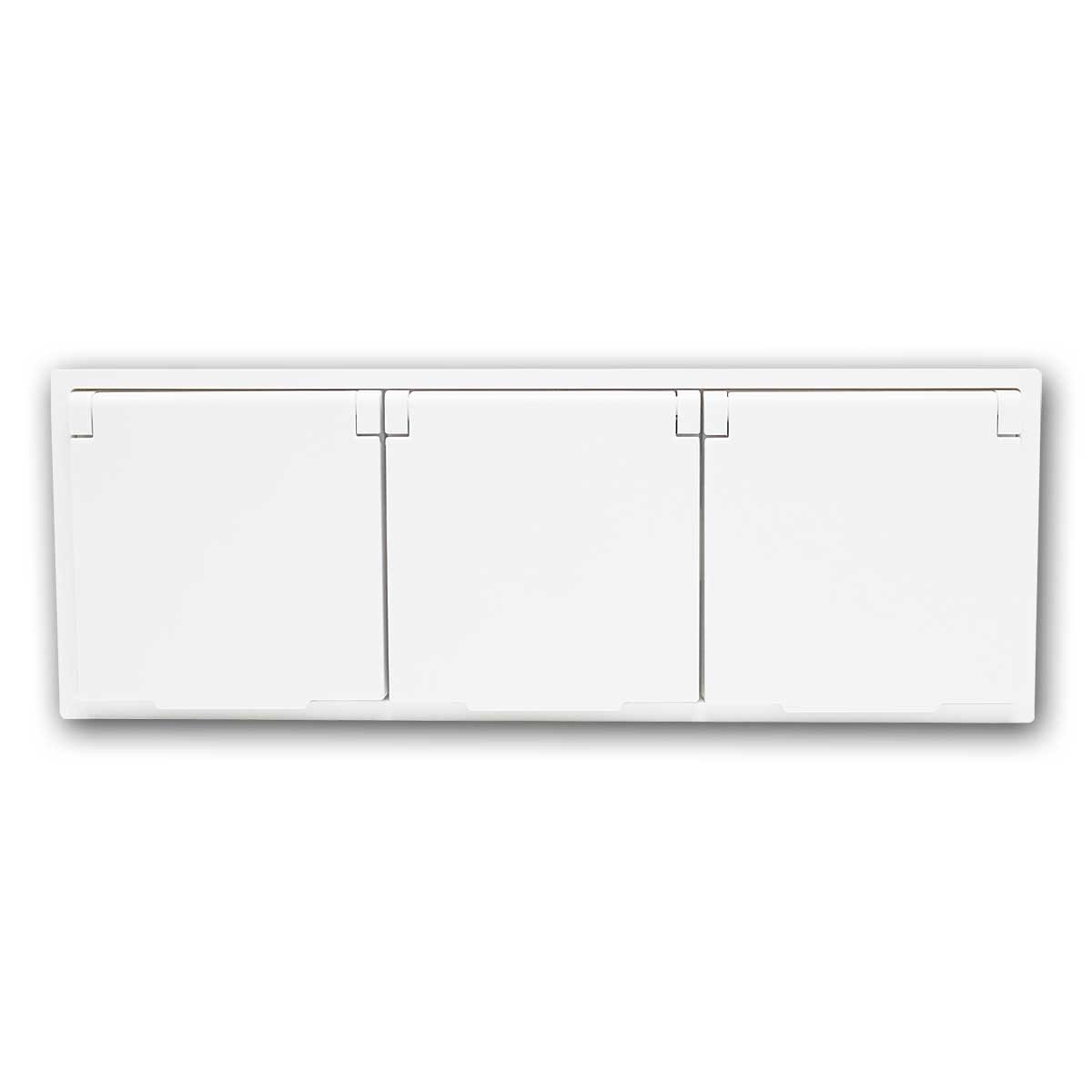 McPower Unterputz-Steckdose SHALLOW 3-fach Steckdose IP44 weiß 250V/16A Rahmen