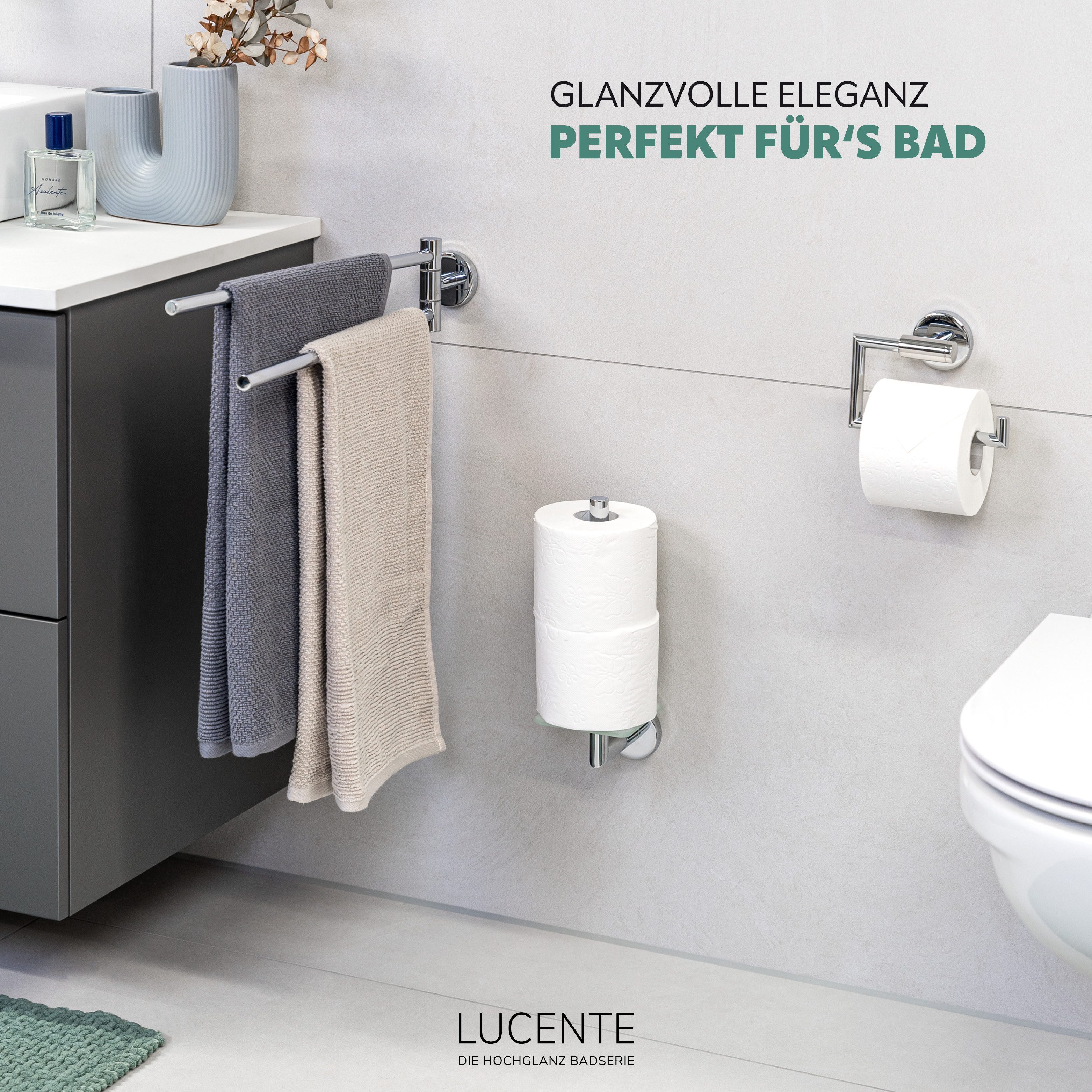 bremermann Toilettenpapierhalter Bad-Serie LUCENTE - mit Glasboden, aus Gla günstig online kaufen