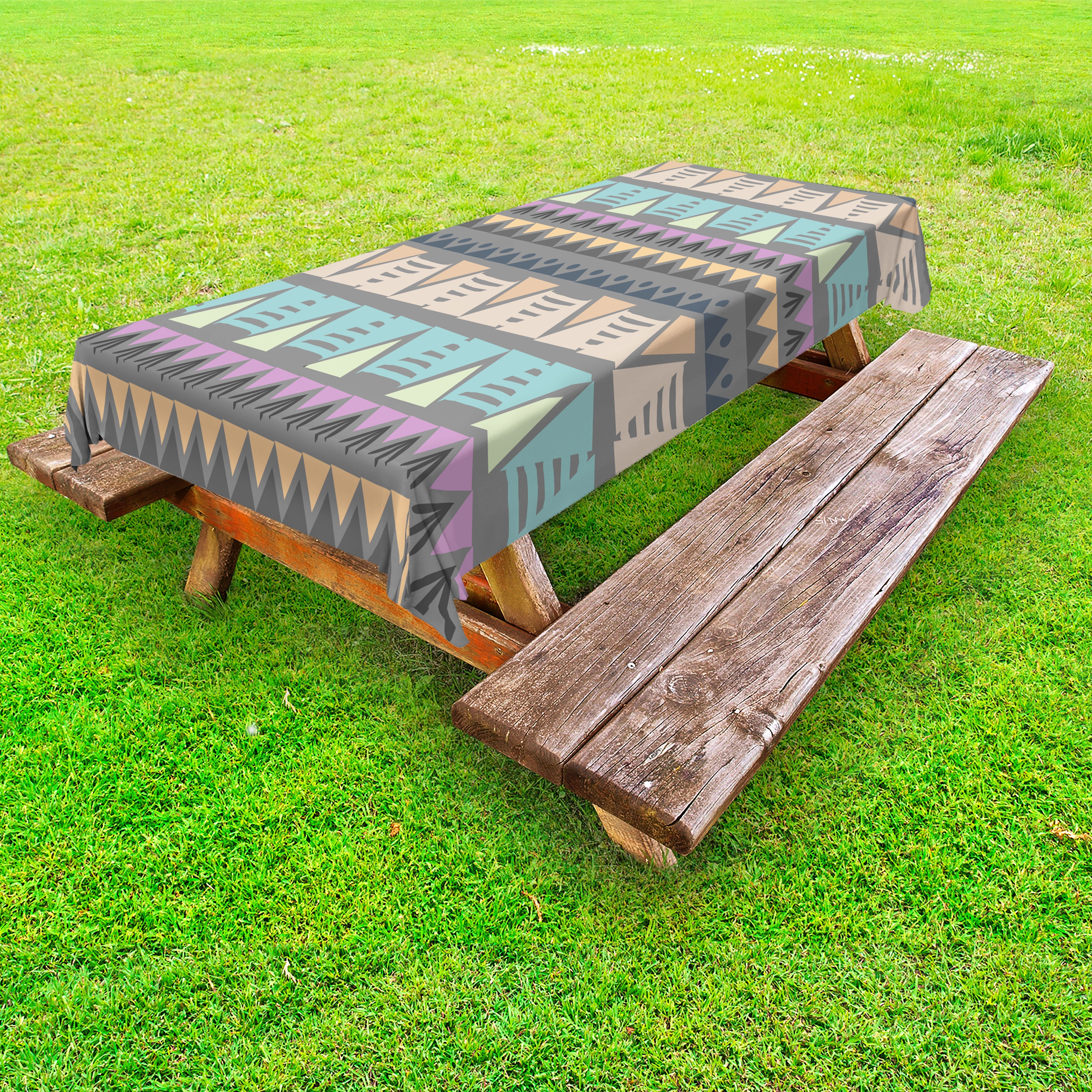 Abakuhaus Tischdecke dekorative waschbare Picknick-Tischdecke, Stammes Geometrische Objekte Muster
