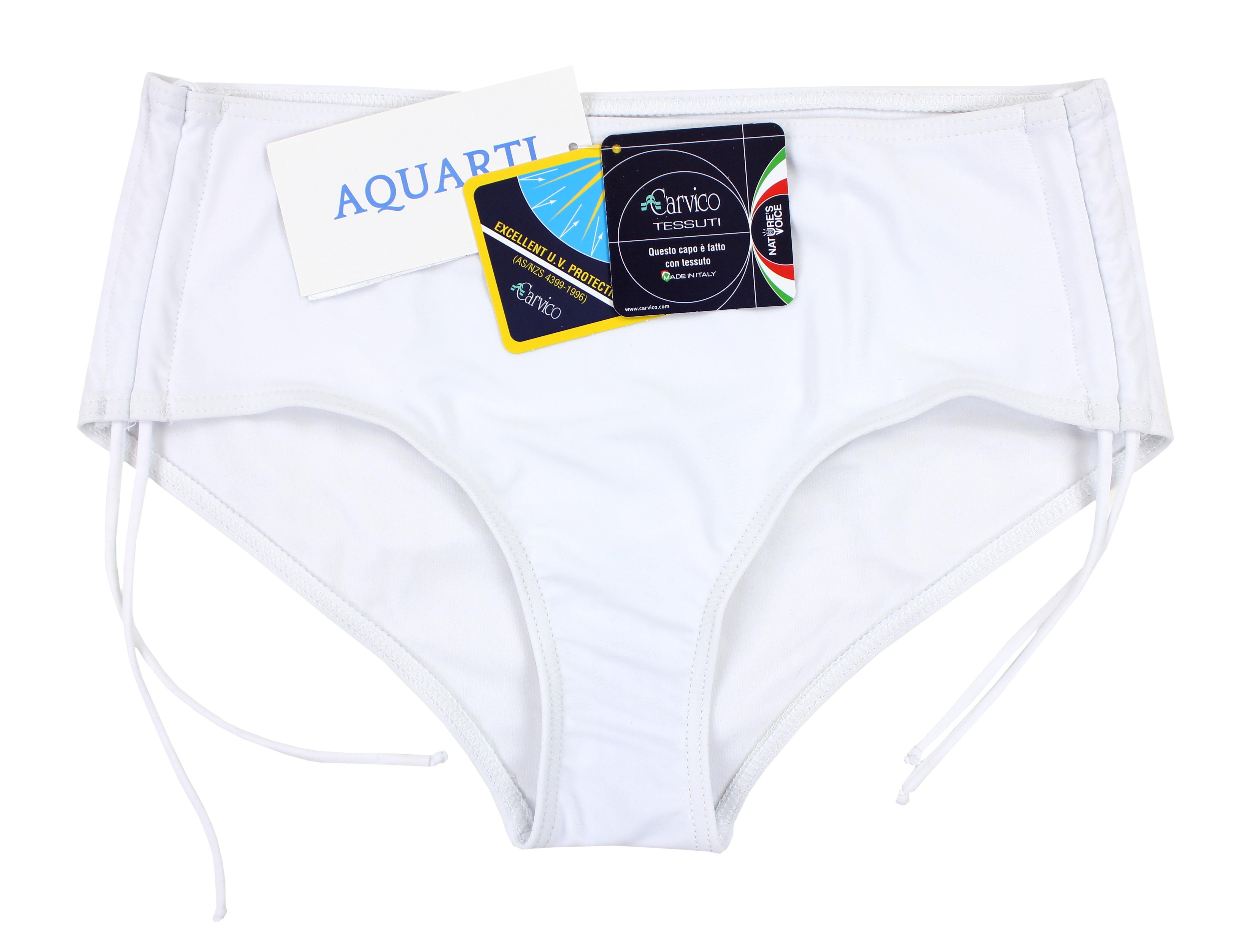 Bikini-Hose Damen und Aquarti Aquarti Schnüren Raffung Weiß mit Bikinihose