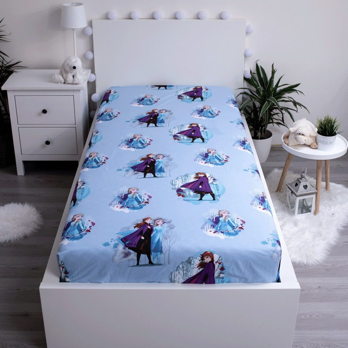 Disney Frozen Spannbettlaken 90x200 cm – Baumwolle – Kinderbett Bezug, (1 Stück)