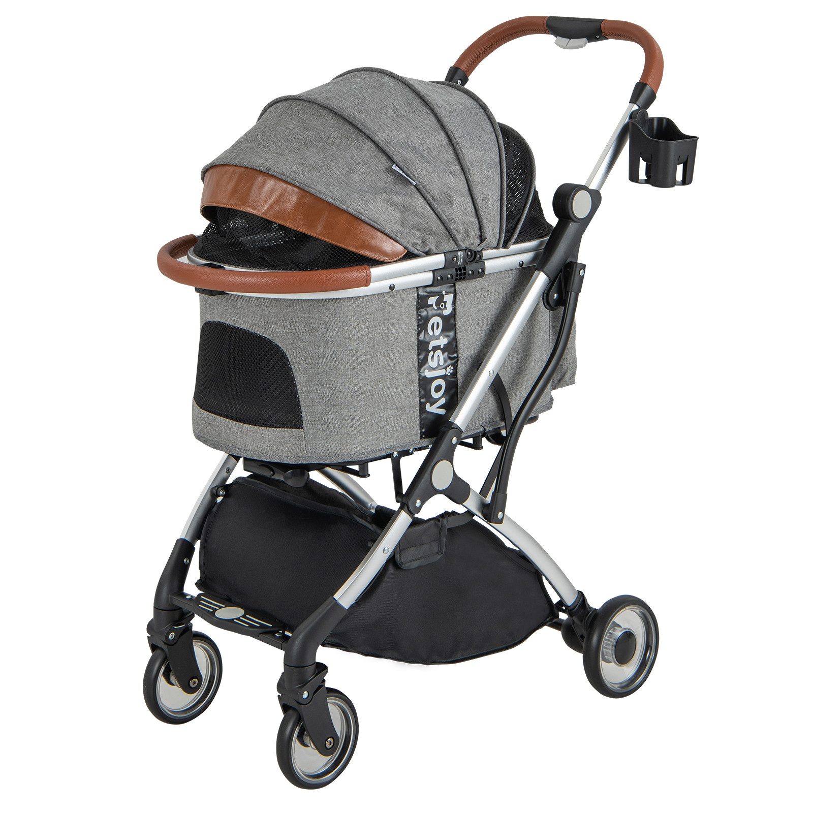 COSTWAY Hundebuggy Hundewagen, klappbar & höheverstellbar