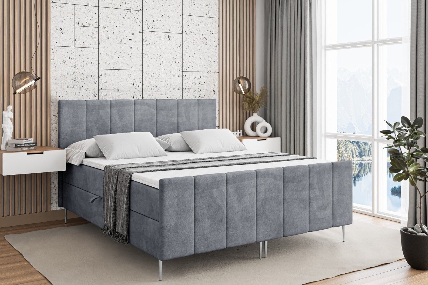 ALTDECOR Boxbett MOETI-F-Z (Multipocket-Matratze H4, H3 Matratze Bonellfederung, Topper, Kopfteil)