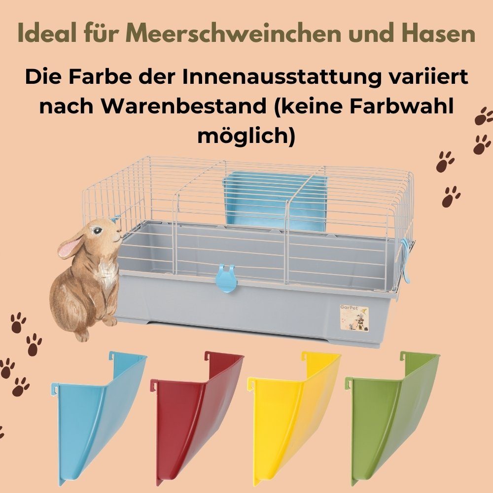 GarPet Kleintierkäfig Kaninchenkäfig 70 Meerschweinchen Hasen Zubehör Kleintierkäfig Grau