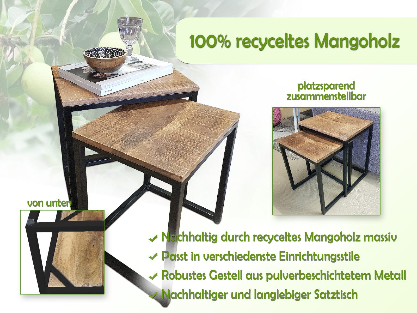 Amagohome Beistelltisch Beistelltisch Holz Satztisch Set günstig online kaufen