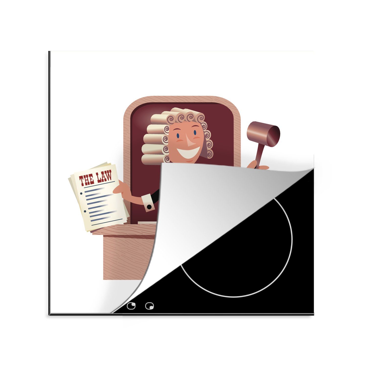 MuchoWow Herdblende-/Abdeckplatte Eine Illustration eines Richters auf seinem Platz, Vinyl, (1 tlg), 78x78 cm, Ceranfeldabdeckung, Arbeitsplatte für küche