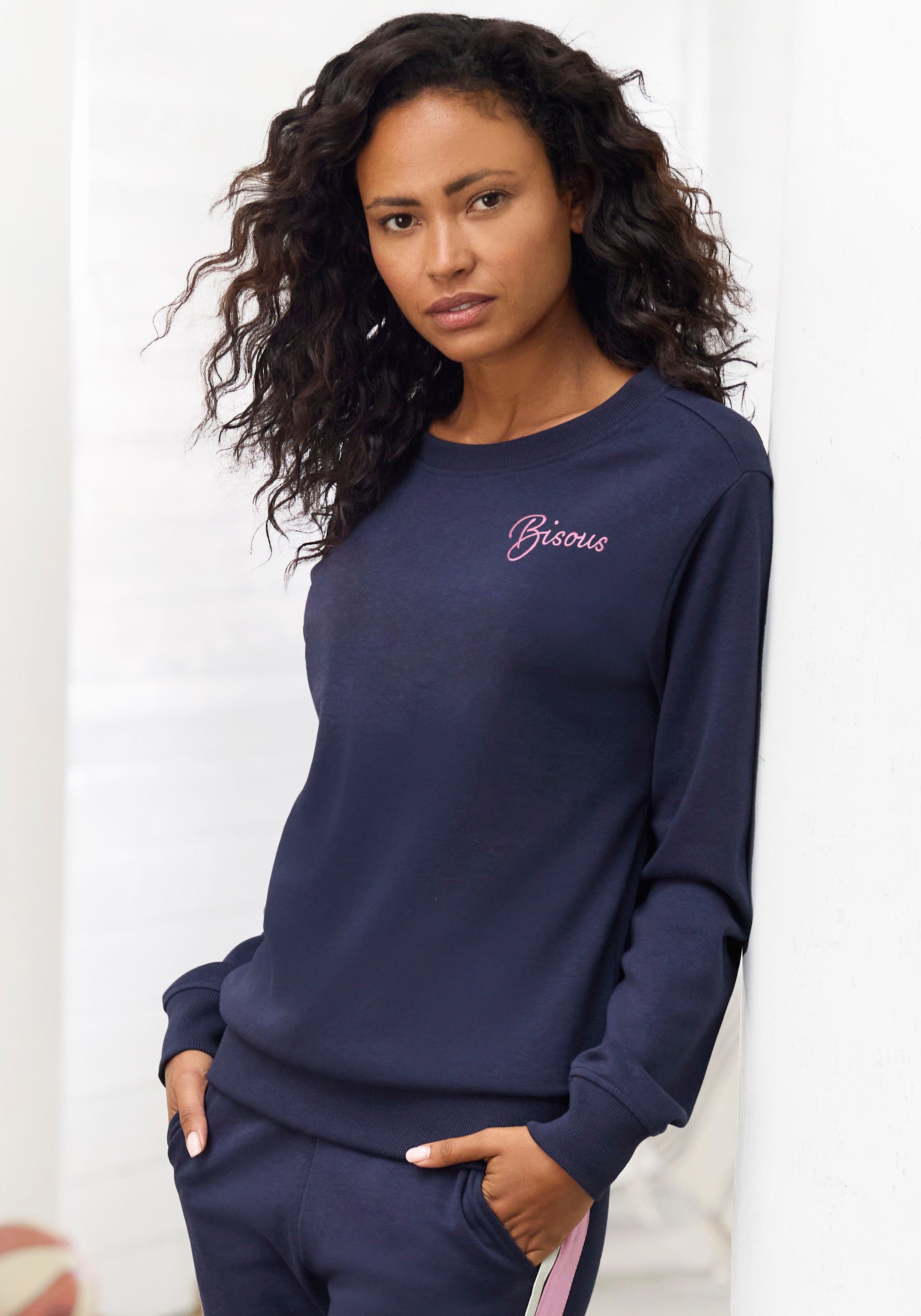 Vivance Sweatshirt (1-tlg) Sweatshirt mit Frontprint, Loungeanzug