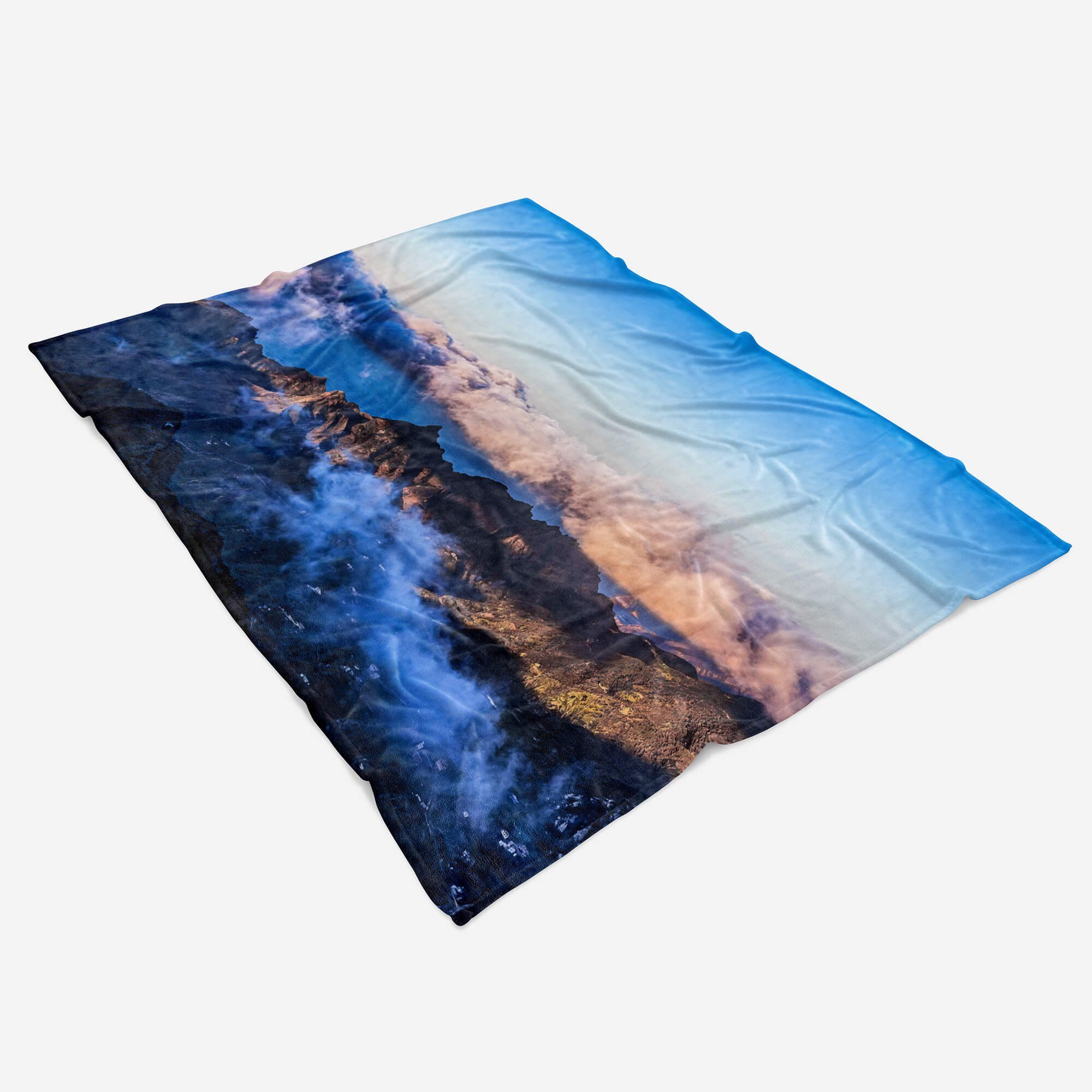 Sinus Bergkette, mit Handtücher Kuscheldecke Handtuch Handtuch Wolken Saunatuch (1-St), Baumwolle-Polyester-Mix Strandhandtuch Art Berge Fotomotiv