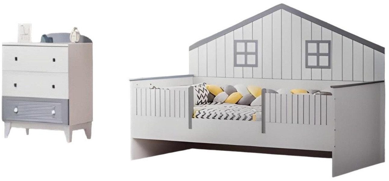 Xlmoebel Babymöbel-Set Buntes Kinderzimmermöbel mit Bett und Kommode aus Holz, (2-tlg., 2tlg.Kinderzimmer Set(Kinderbett+Kommode), Hergestellt in Europa