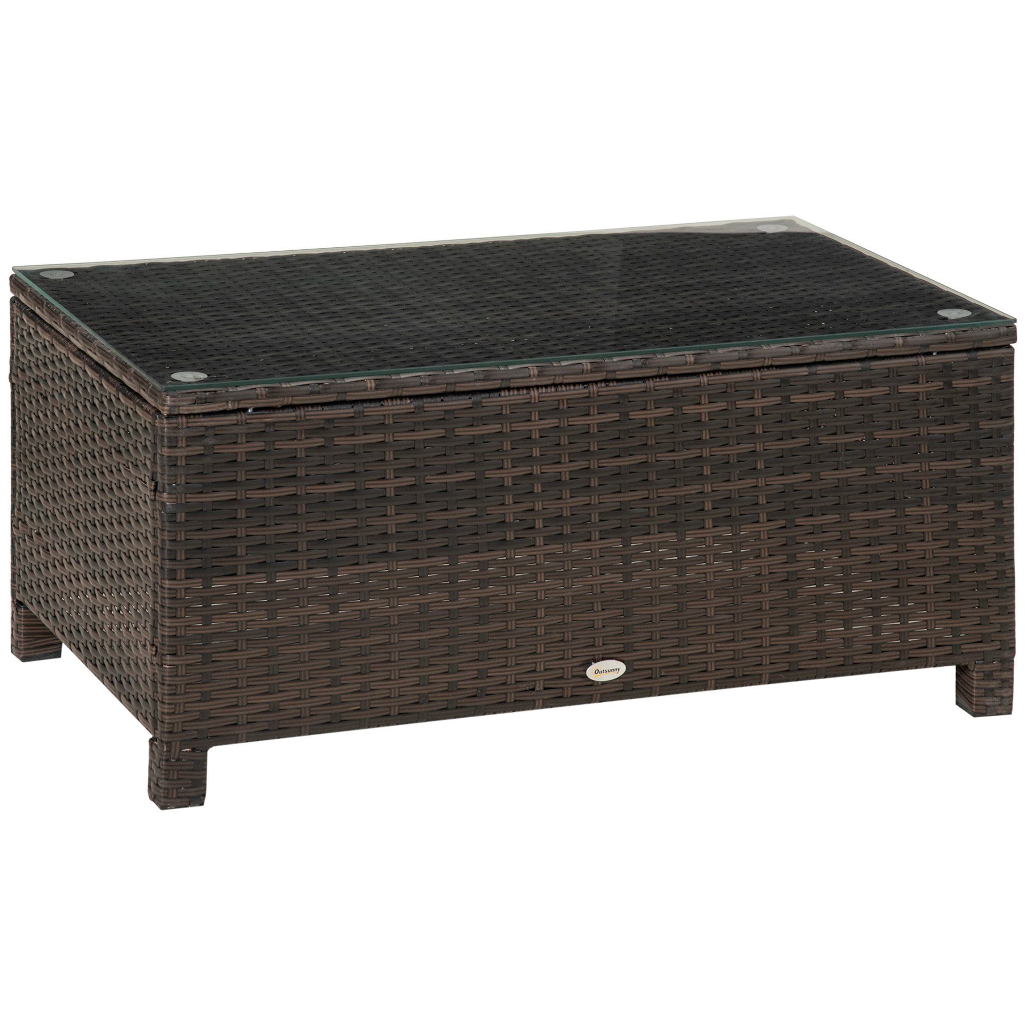 Outsunny Gartentisch Garten Beistelltisch Polyrattan (Balkontisch, 1-St., Couchtisch), Braun 85 x 50 x 39 cm