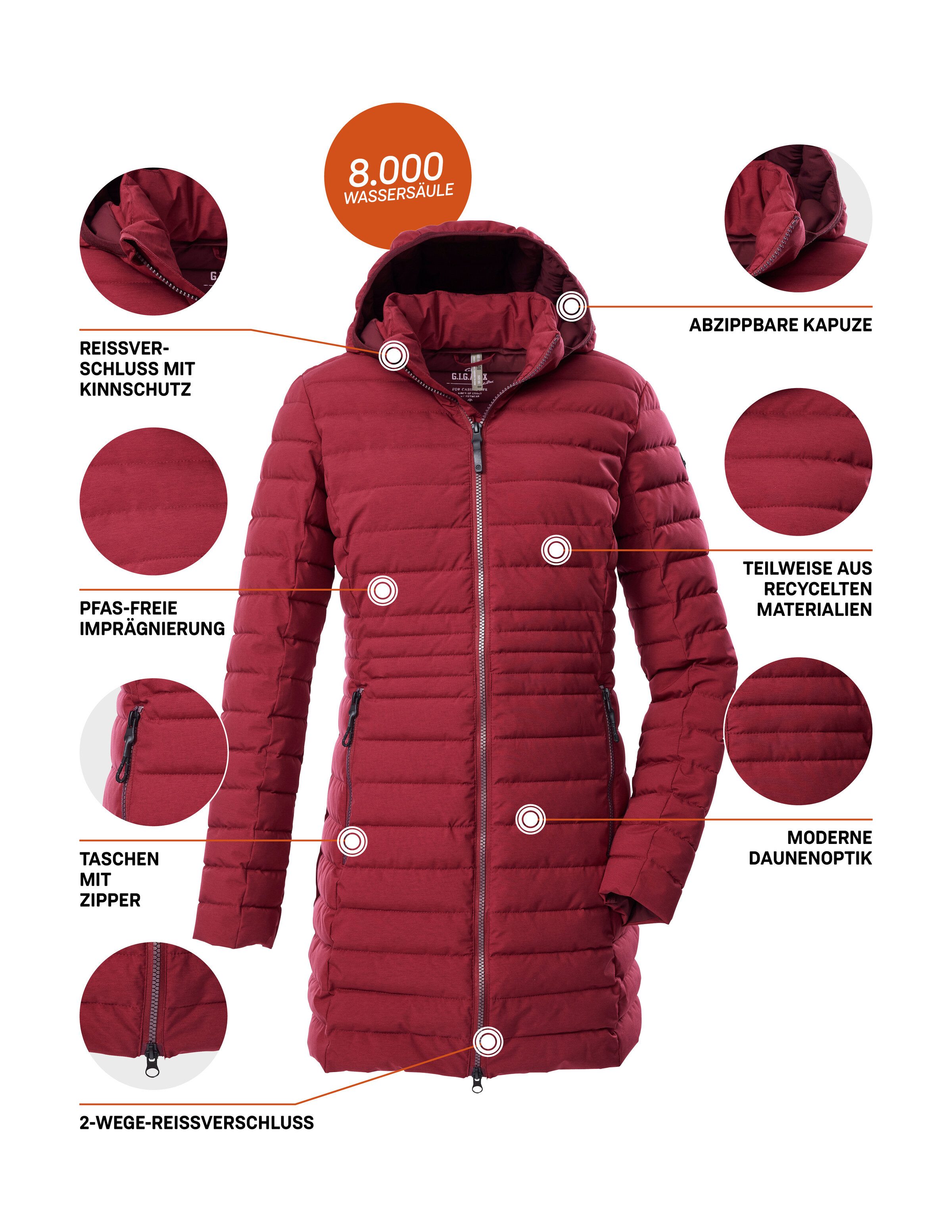 G.I.G.A. DX by killtec Steppmantel GW 77 WMN QLTD PRK Damen Funktionsparka: wasserabweisend, winddicht, atmungsaktiv