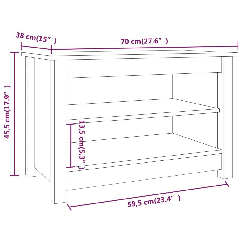 vidaXL Schuhregal Schuhbank Natur cm Massivholz Kiefer, 1-tlg. 70x38x45,5