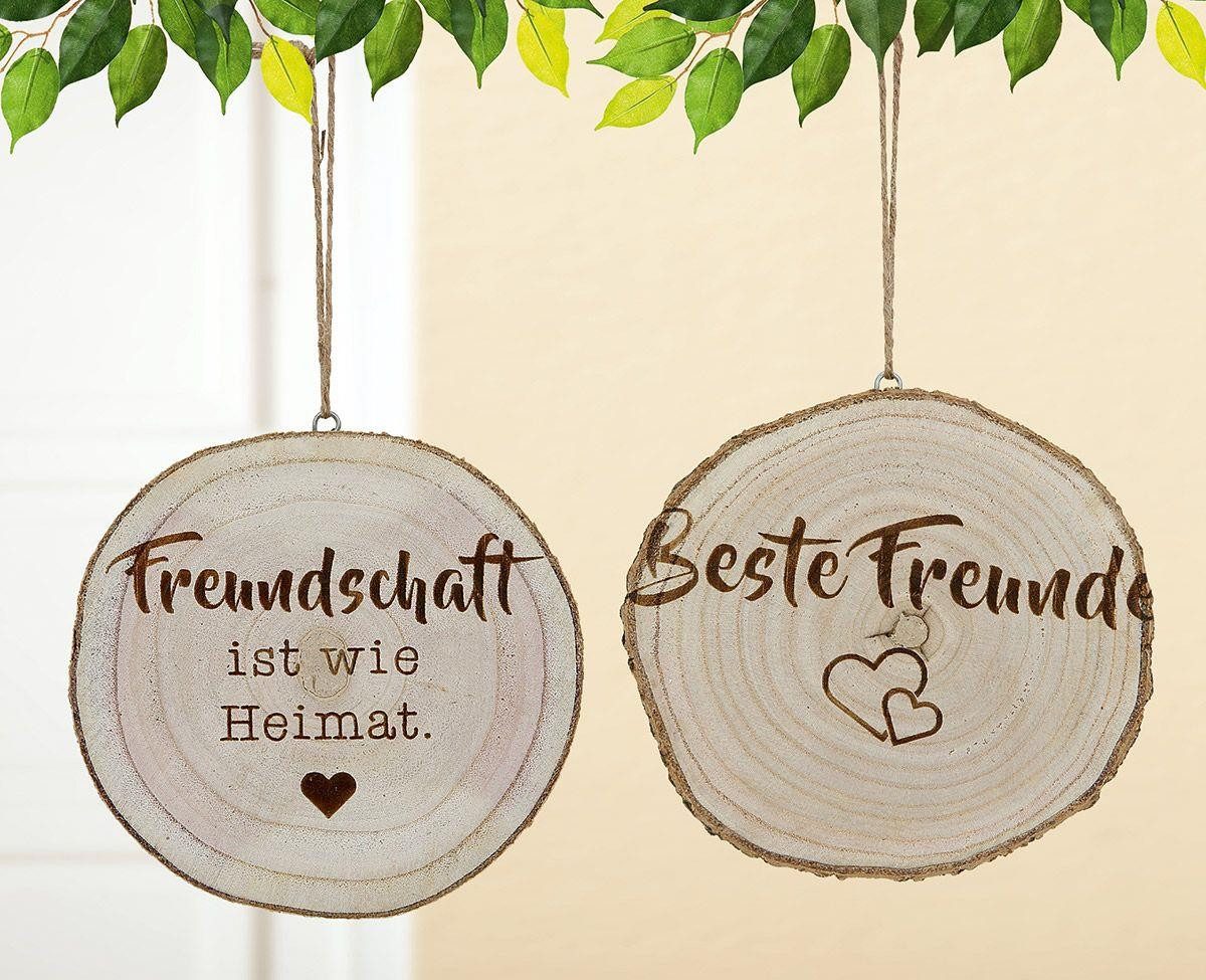 GILDE Ersatzscherkopf GILDE Holz Baumscheibe mit Spruch Beste Freunde