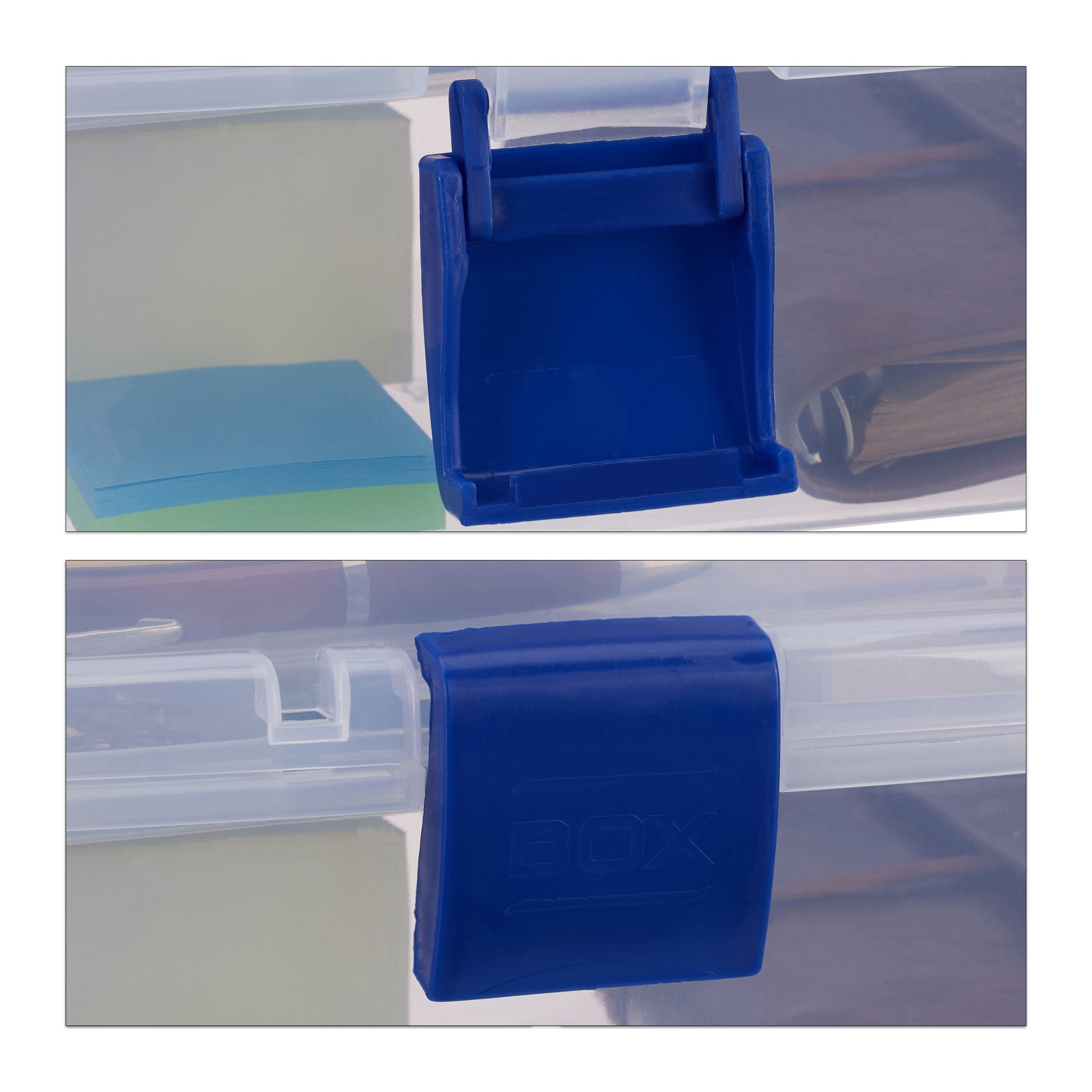 relaxdays Werkzeugbox 1 Plastikbox x blau Transparente
