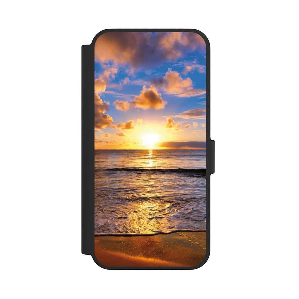 NIVOCASE Handyhülle Meer Sonnenuntergang Strand Strand, Samsung Galaxy S24 FE 5G Klapphülle Handyhülle aus Kunst Leder