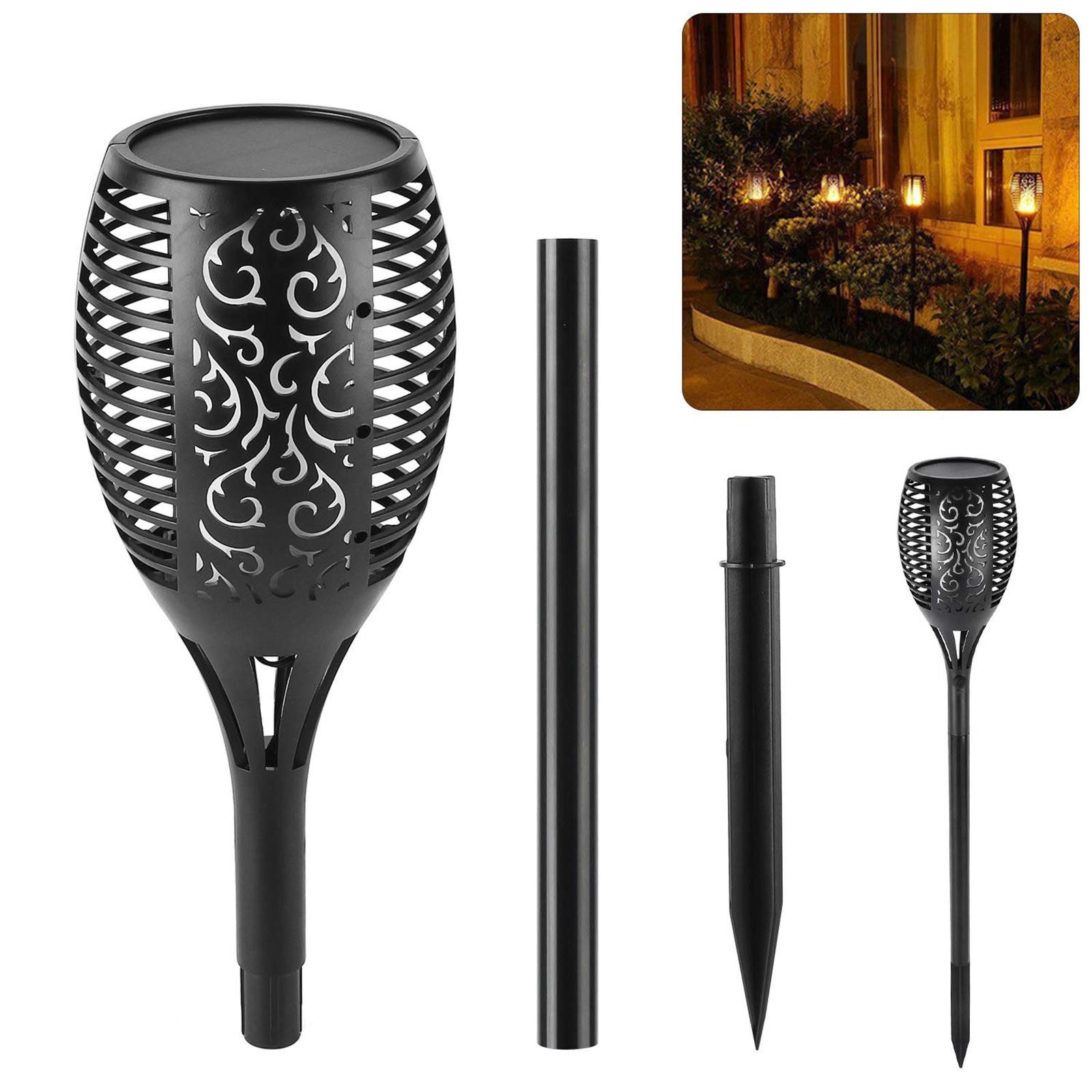 VERCO Gartenfackel Solarleuchte, Lampe fest integriert, Warmweiß, 96 Leds mit 3 Leuchtmodi IP65 wasserbeständig