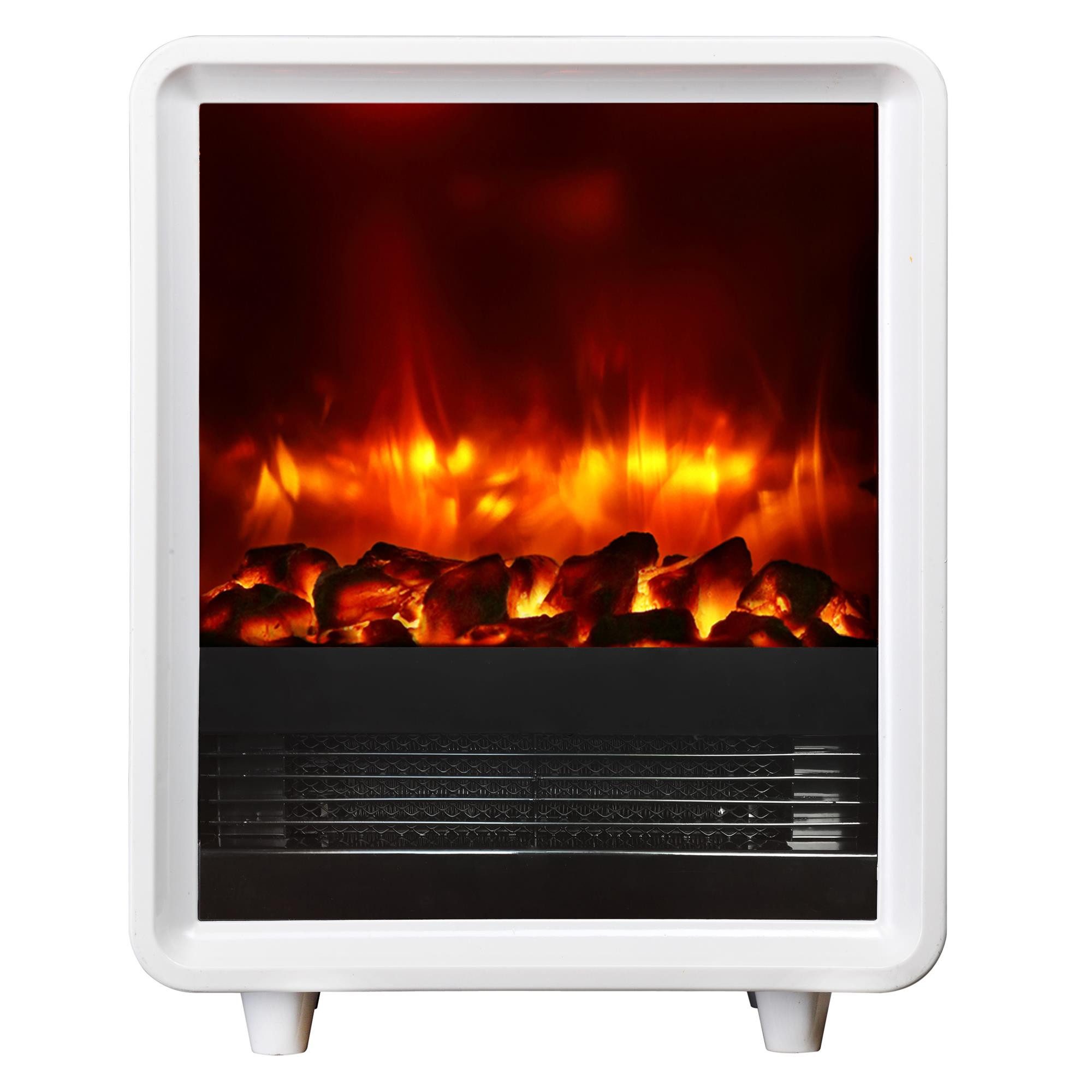 Balderia Elektrokamin Elektro-Kaminofen BALDERIA George – 2000 W, 3D-Flammeneffekt, weiss, Kaminofen mit 3D Flammeneffekt, zuschaltbare Heizung 1000/2000 W