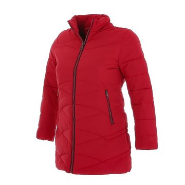 Ital-Design Winterjacke Damen Freizeit Kapuze (abnehmbar) Gefüttert Winterjacke in Rot