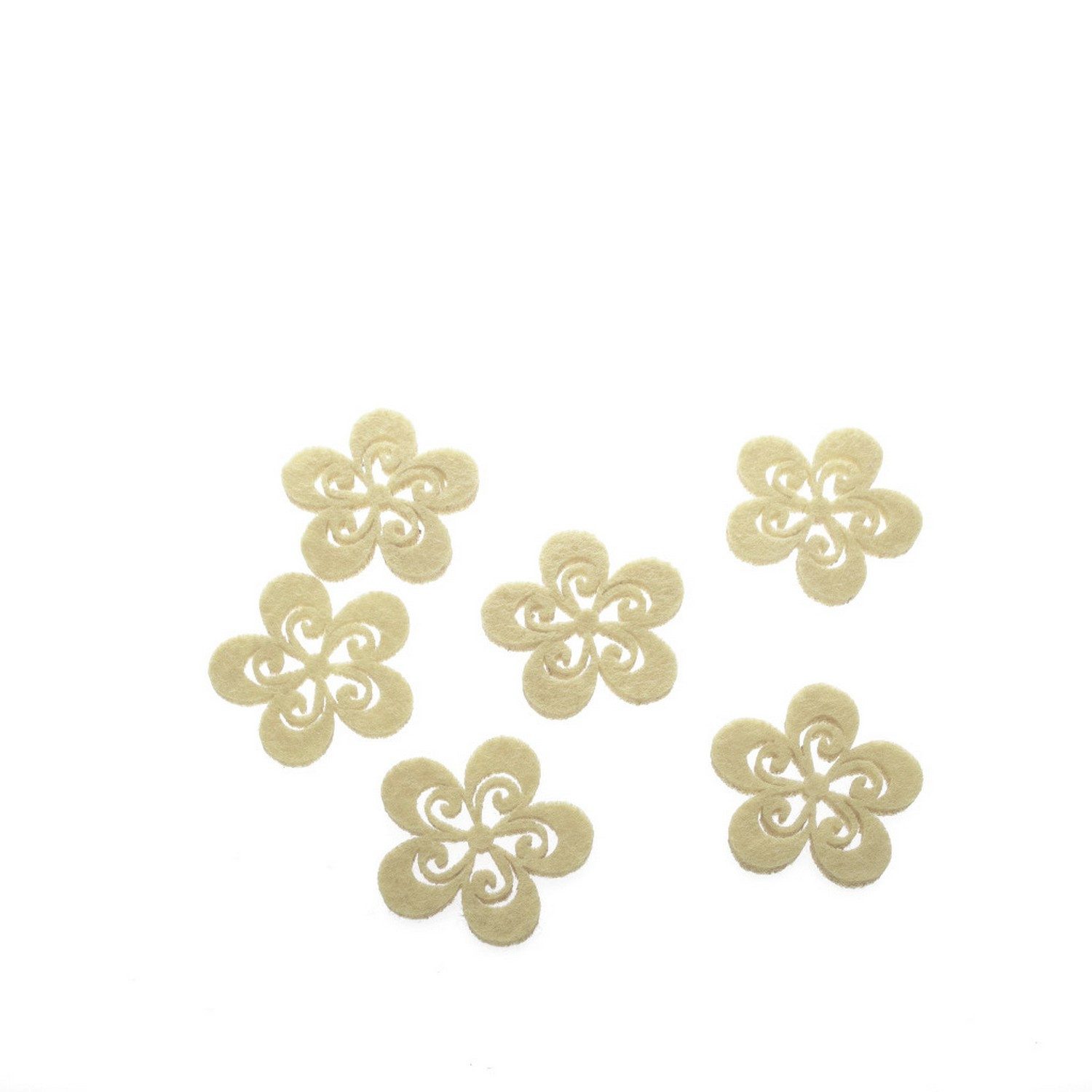 Deko AS Streudeko Filzblüten creme - ca 5cm Ø - 4mm dick - 1 VE 24 Stück - 91090 50, (24-tlg), Filzblüten mit Stanzmotiv