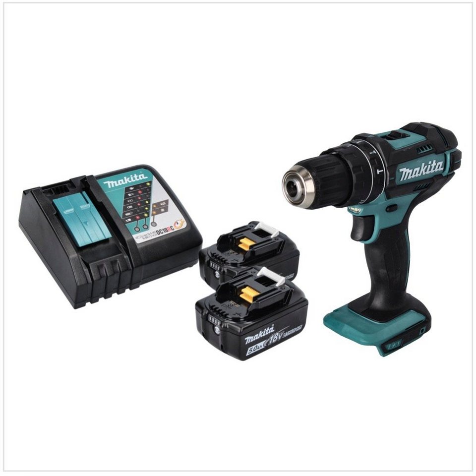 Thumbnail - Makita Schlagbohrmaschine DHP 482 RT Akku Schlagbohrschrauber 18 V 62 Nm + 2x Akku 5,0 Ah + Lad