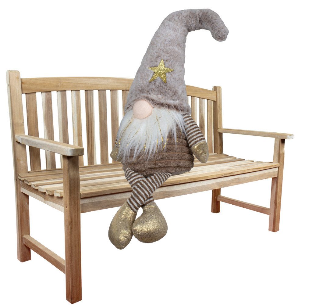 Christmas Paradise Weihnachtsfigur Wichtel 54cm Kantenhocker (1 St., Kantenhocker), Gnom sitzend, braun-gold