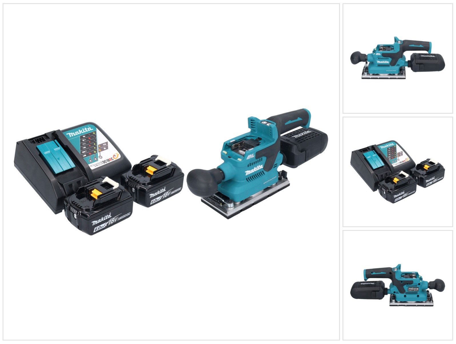 Makita Akku-Schwingschleifer DBO 382 RG 18 V 93 x 185 mm Brushless + 2x Akku 6,0 Ah + Ladegerät