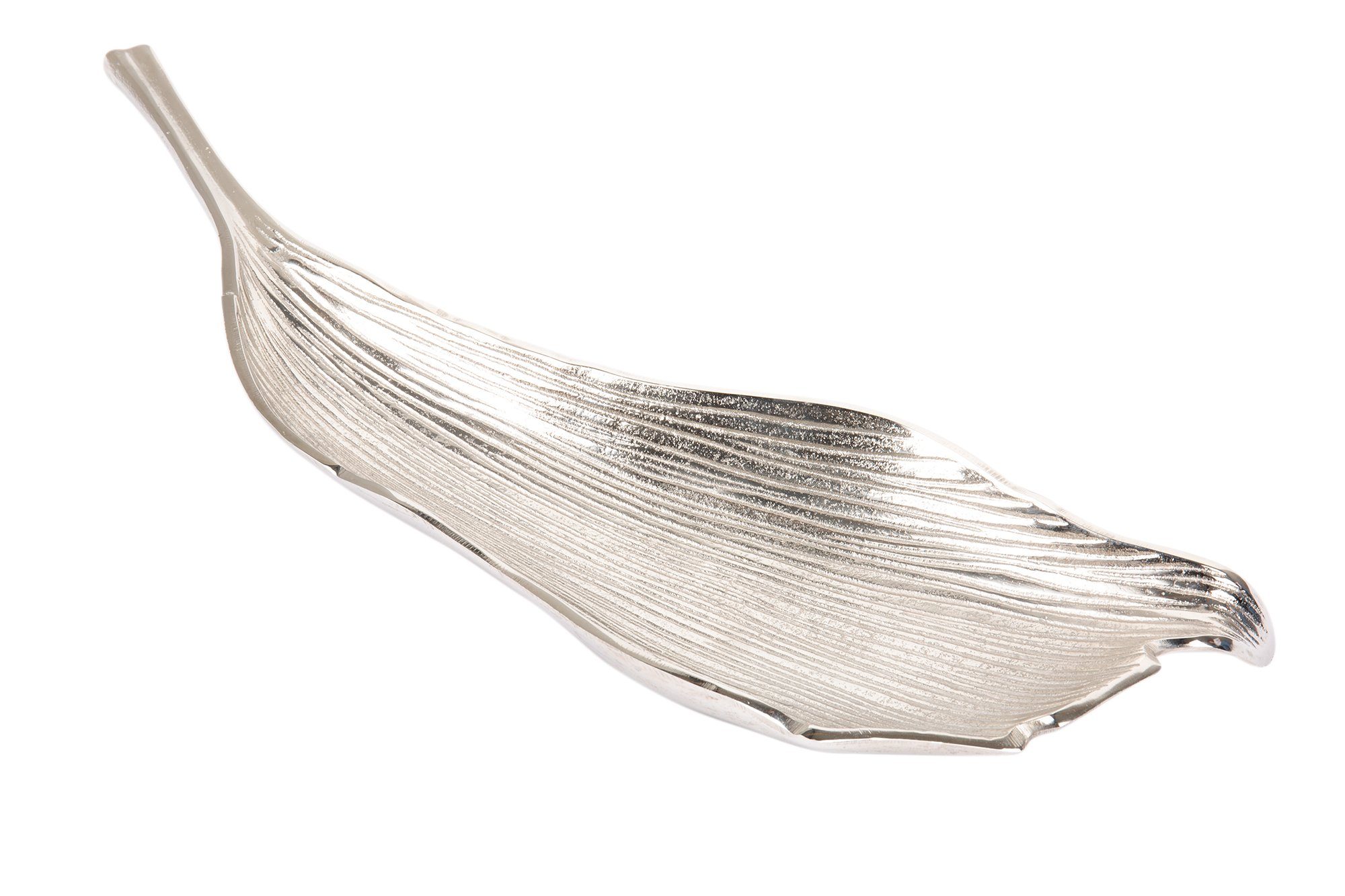 Sitheim-Europe Dekoschale LEAF Handgefertigte Deko aus Schale hochwertigem, Aluminium gefertigt St), silbernem (1 Blattdesign Aluminium silber 64cm im
