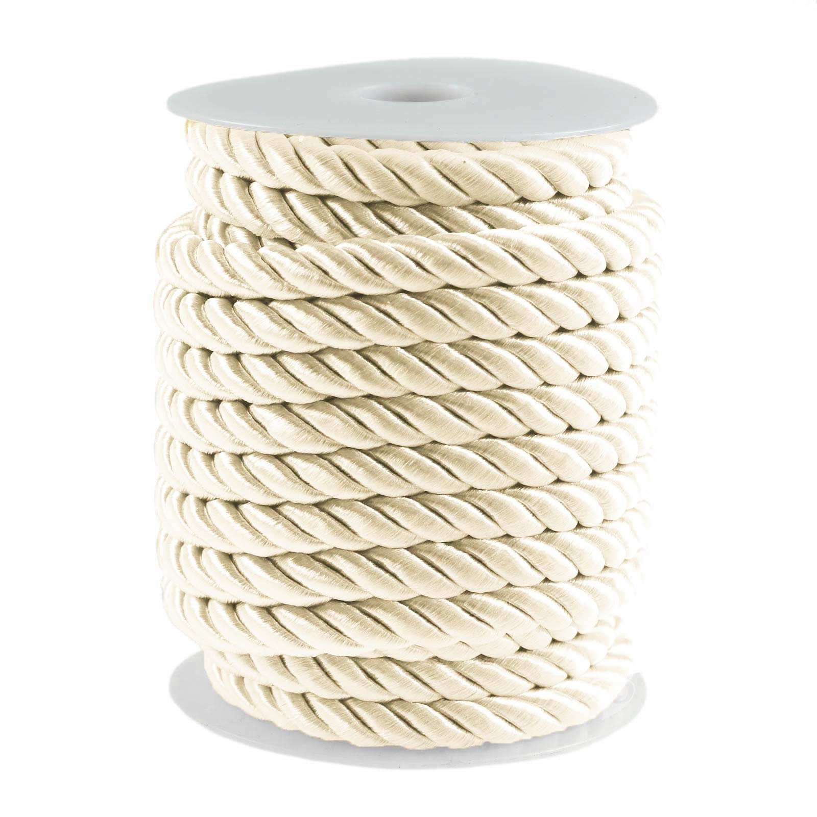 maDDma Seil 10m Kordelschnur glänzend gedreht ca. 8-10 mm, hellcreme
