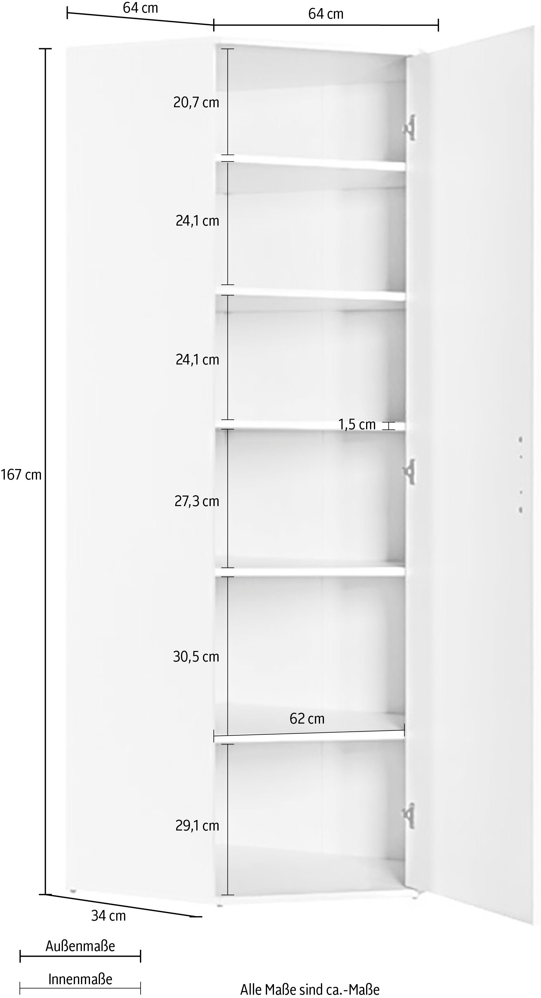 Mehrzweckschrank weiß | Clara Procontour 64cm, Breite weiß mit Einlegeböden