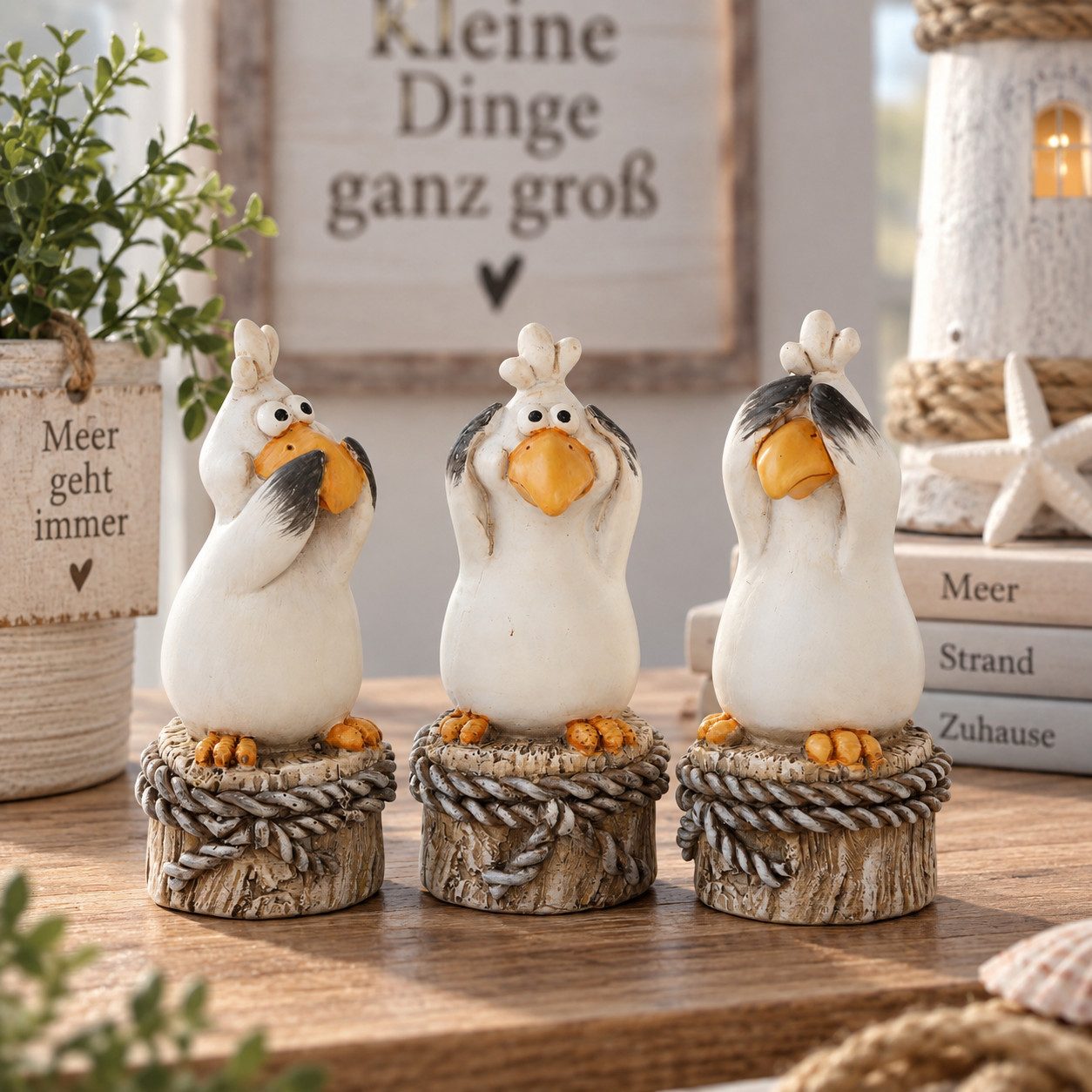 MF Comicfigur Deko Möwen 3er Set Harrys handbemalt weiß grau 10 cm (3 St)