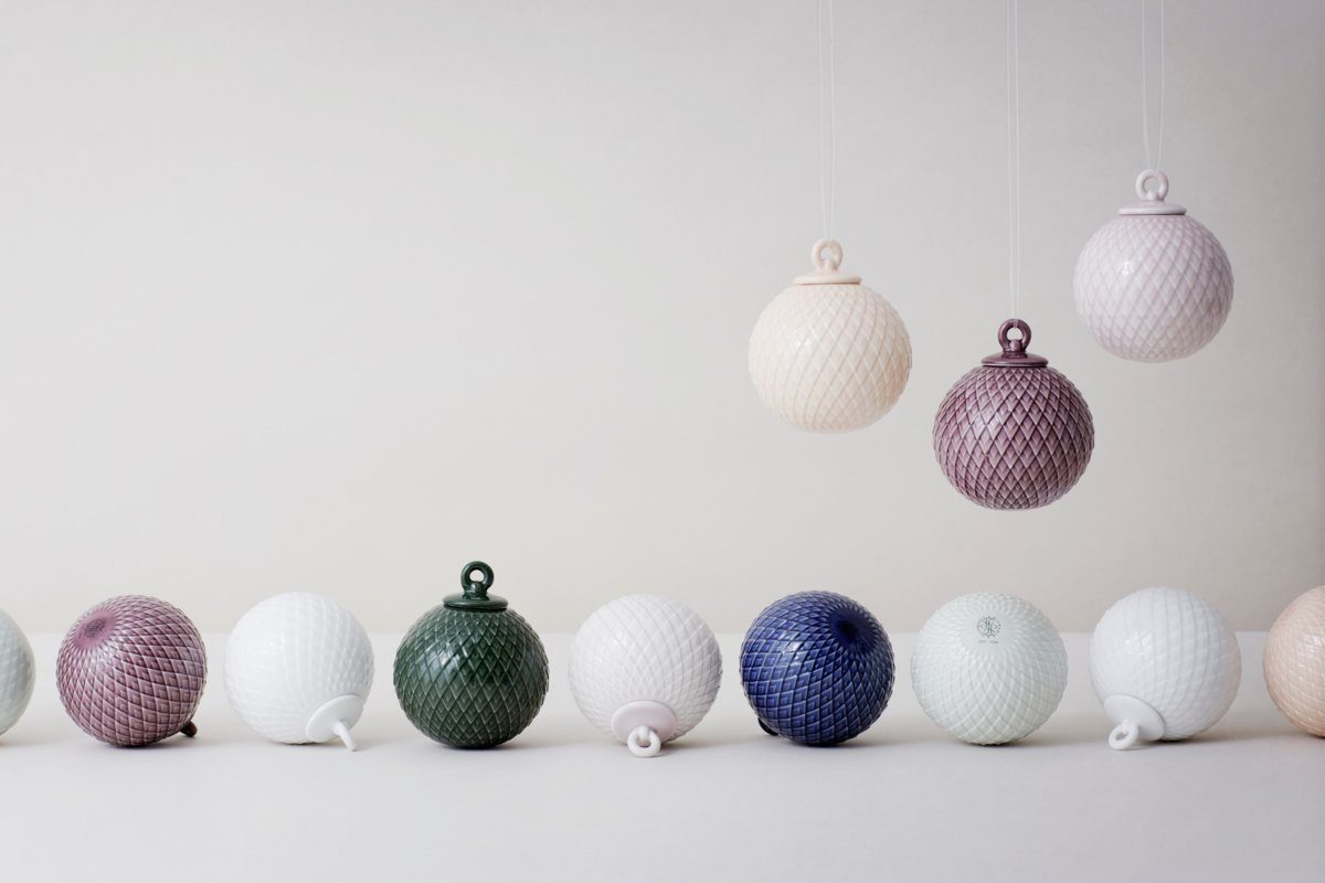 Lyngby Porcelæn Christbaumschmuck Lyngby Porcelæn Rhombe Dekorationskugel silber