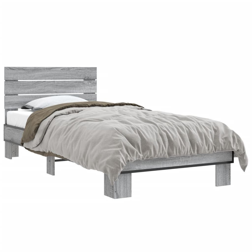 vidaXL Bett Bettgestell Grau Sonoma 90x200 günstig online kaufen