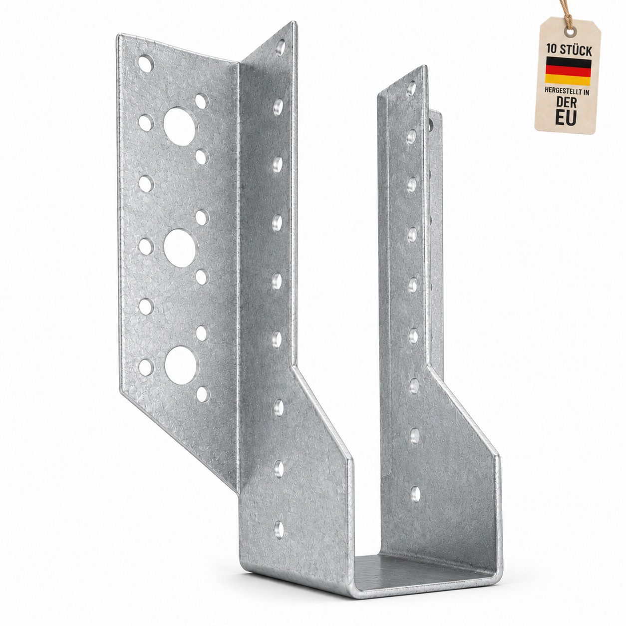 Torvon Balkenschuh 10 Stück Feuerverzinkt Balkenträger Holzverbinder für Carport, Pergola, LxB: 117.5x25 mm
