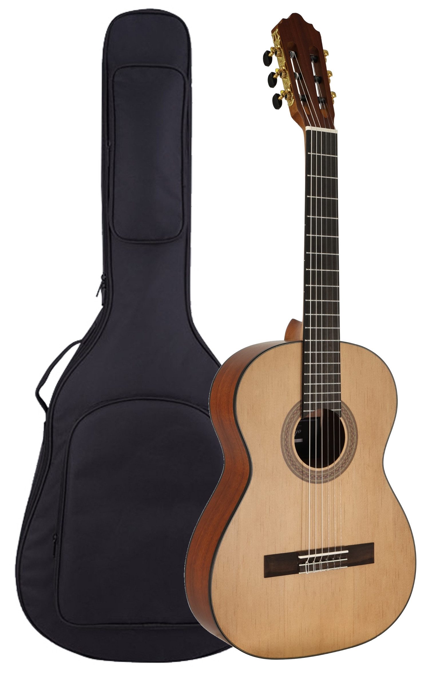 pi-music Konzertgitarre Silva Konzertgitarre 3/4 – Komplett mit Tasche für Einsteiger, Komplett-Set