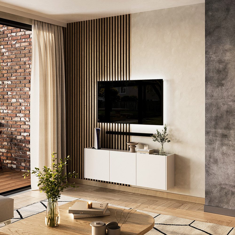 Lomadox Sideboard PAALI-01, in weiß, grifflos, günstig online kaufen