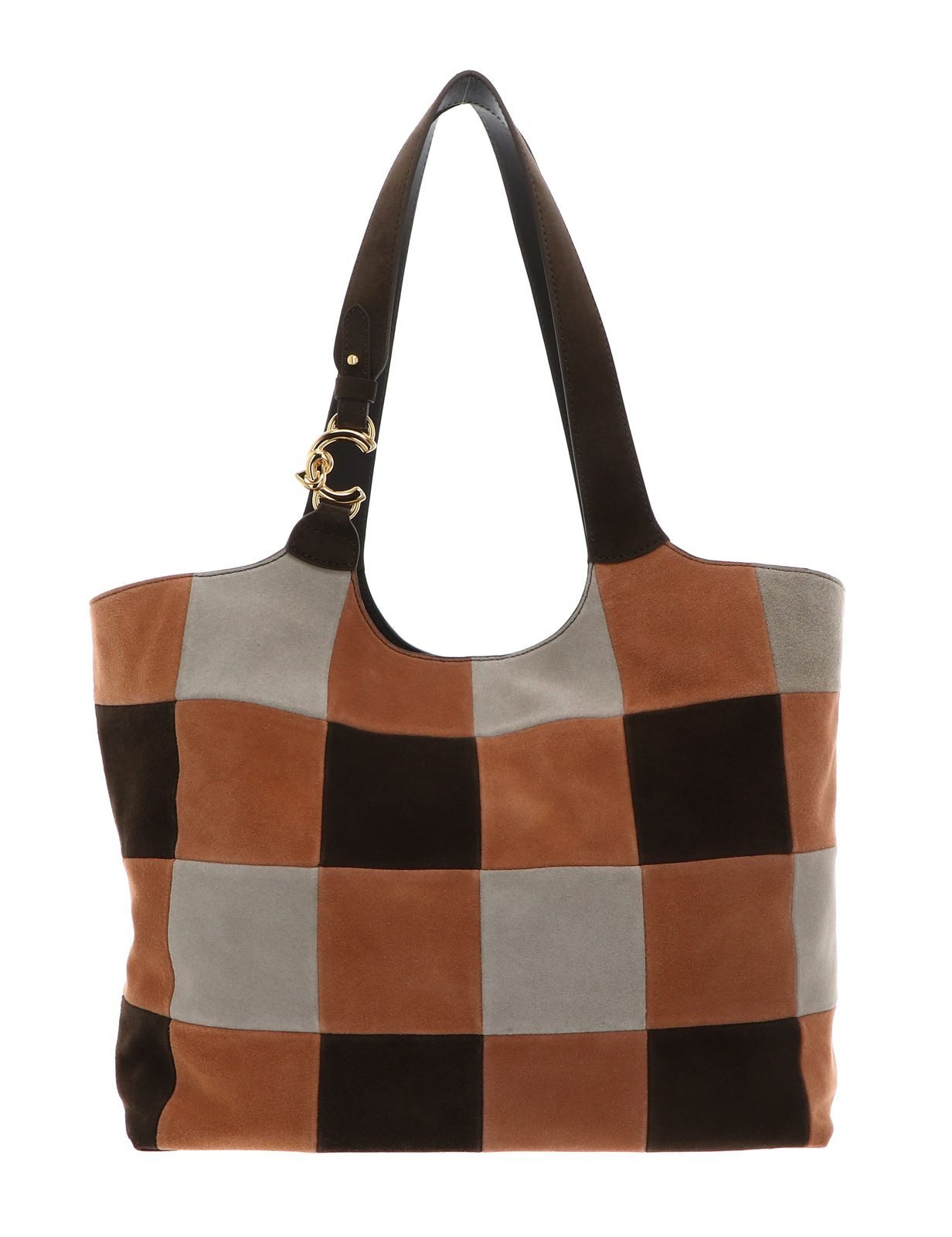 COCCINELLE Schultertasche Handbag Vichy Suede Pat. / Smo. Le., aus echtem Rindsleder