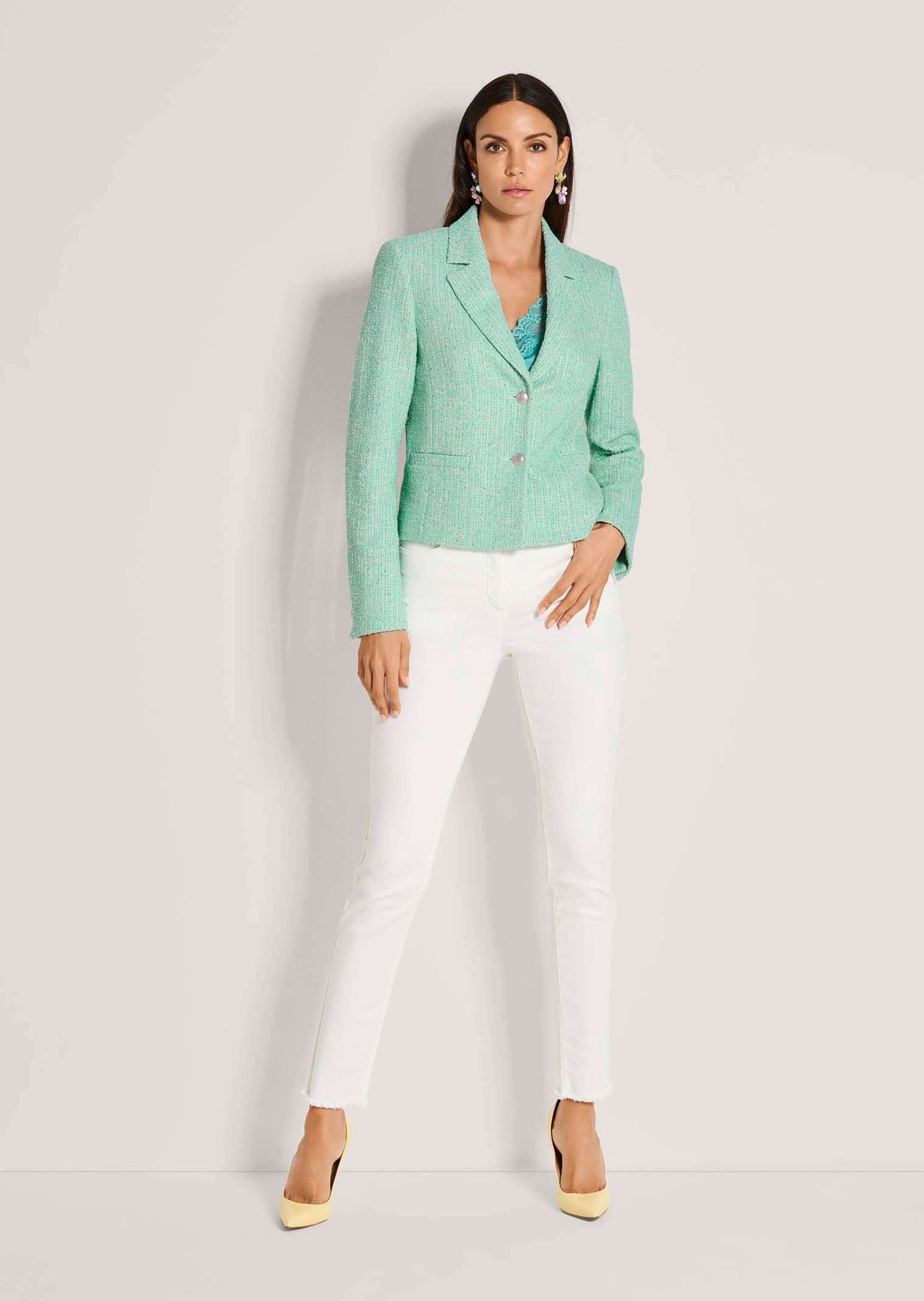 Kurzblazer Tweed-Blazer mit Paillettenakzenten