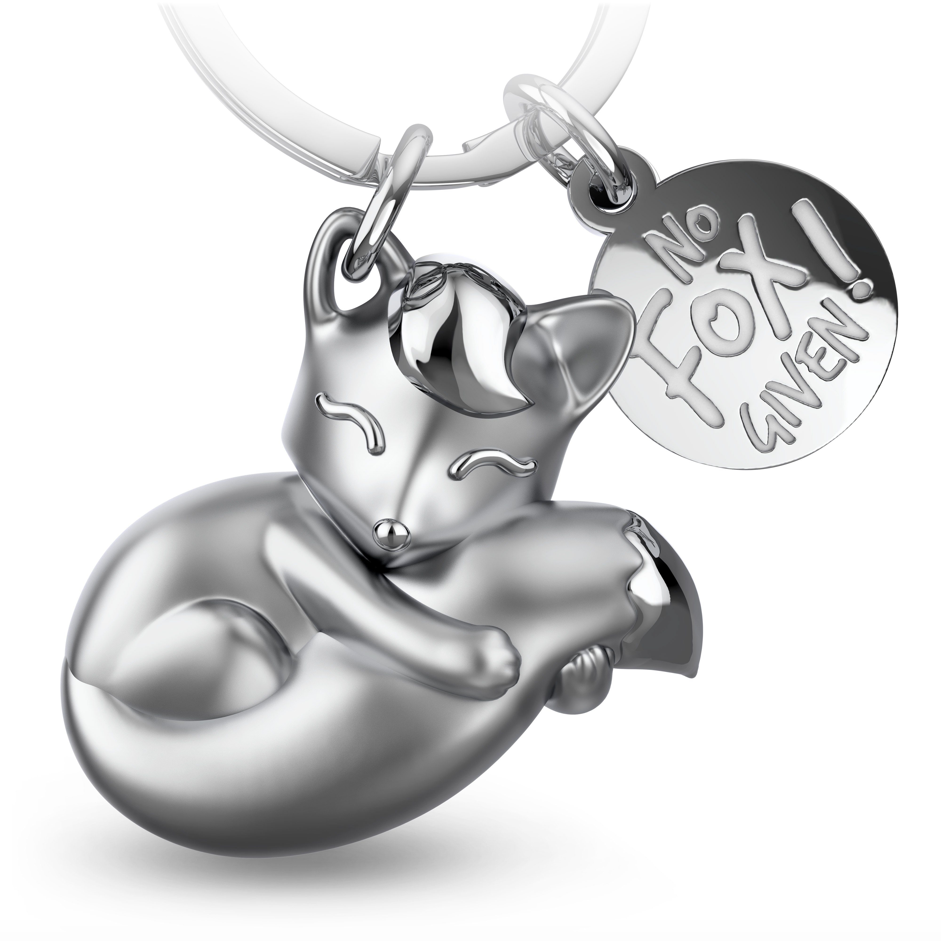 Schlüsselanhänger Fuchs Foxy mit Gravur - No Fux Given - Süßer Fuchs Glücksbringer