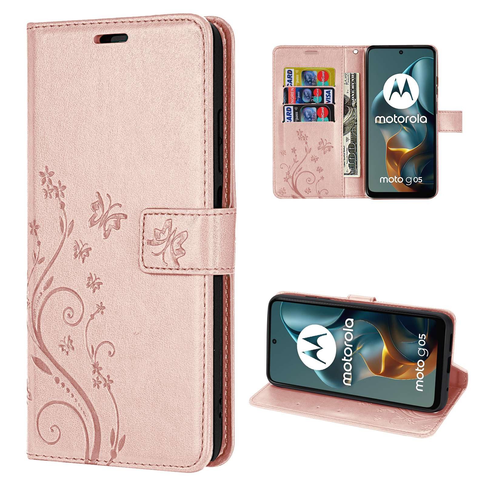 betterfon Handyhülle für Motorola Moto G05 / Moto E15 Handytasche, Bookstyle-Hülle: Magnetverschluss 3 Kartenfächer & Standfunktion