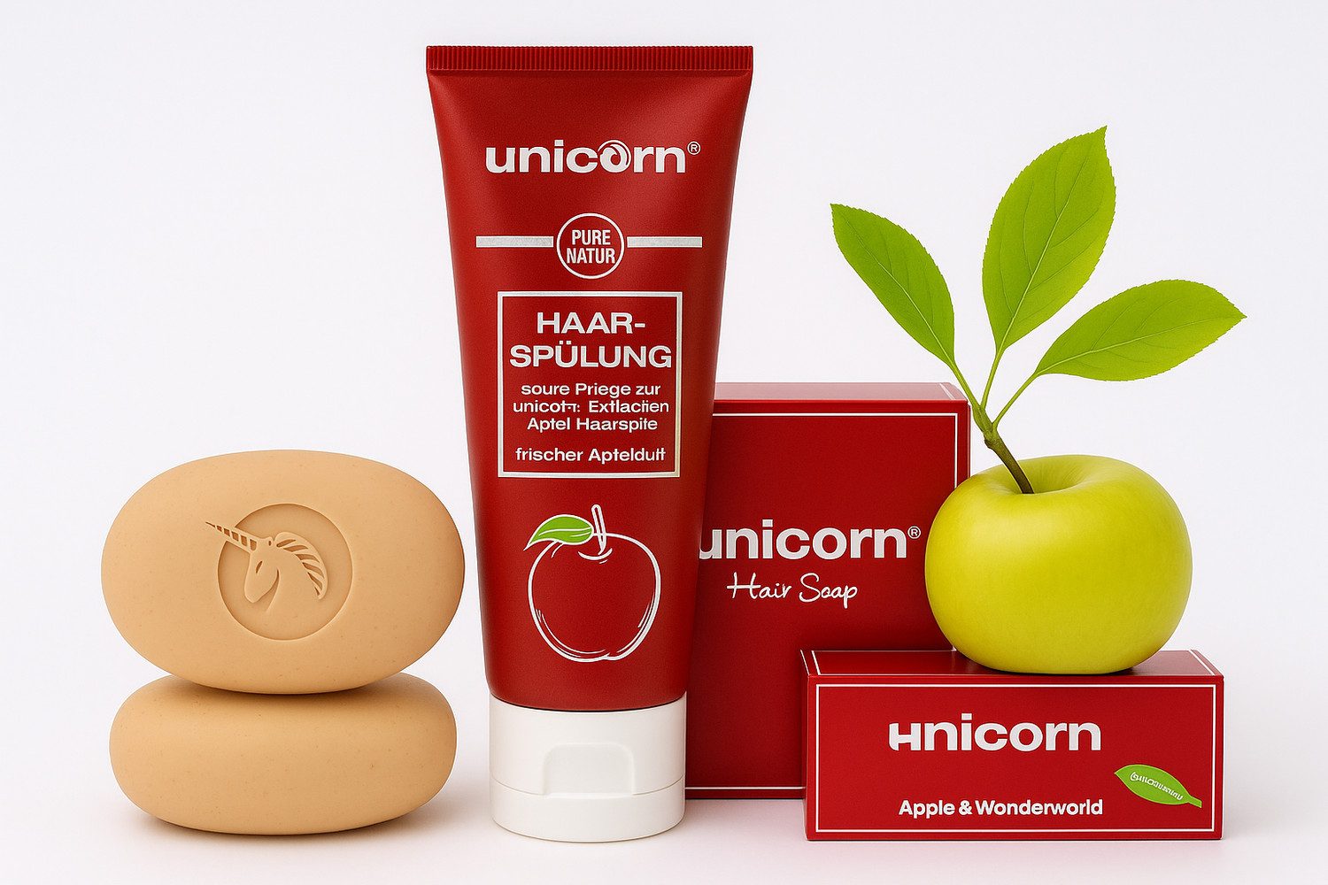 Spa Vivent Haarseife Haarseife + Spülung, Haarpflege-Set Bio Apfel 250 g