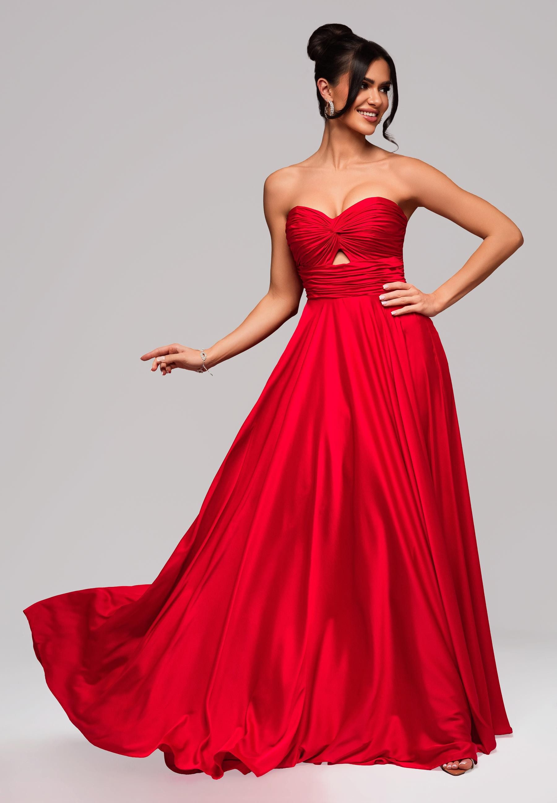OMBRE Abendkleid Schulterfreies Satinkleid günstig online kaufen
