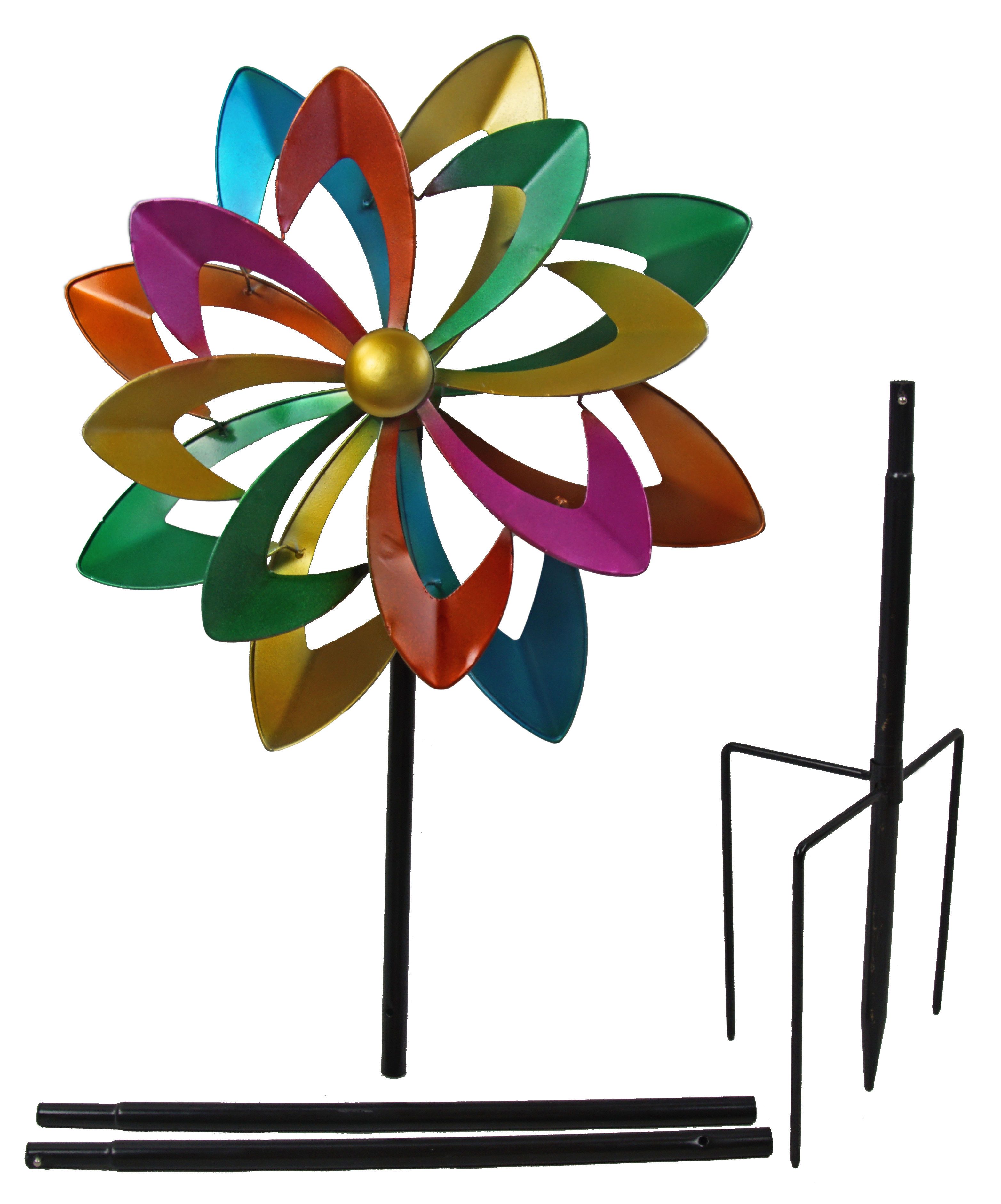 IKO Windrad Farbenfrohes Windrad – Ein lebendiger Hingucker für Ihren Garten (1 St), Windrad, bunt, Metall, Gartendeko, wetterfest, Balkon, Garten