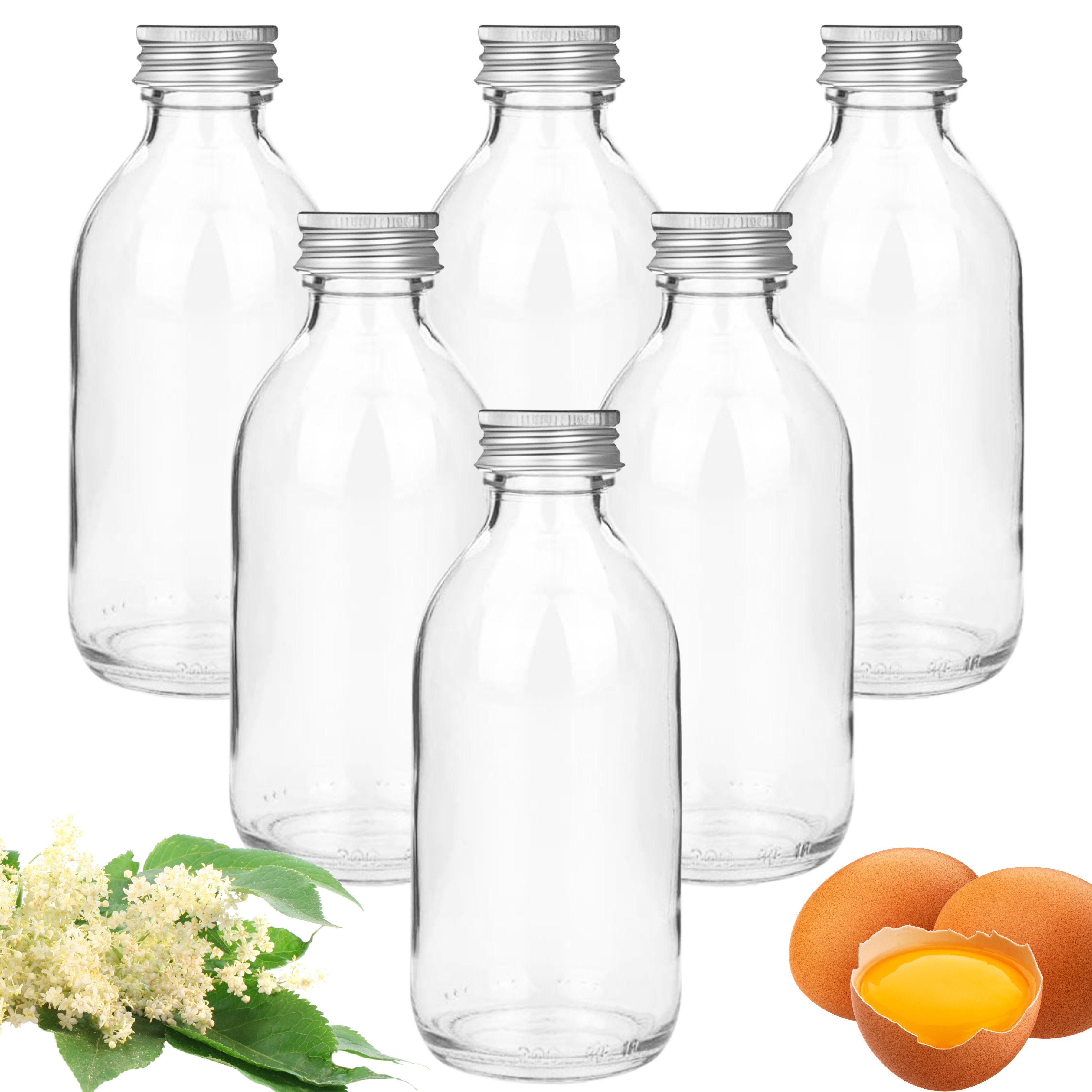 mikken Trinkflasche Sirupflasche 250 ml Saftflasche 0,25 Liter Glasflasche, als 4er, 6er oder 10er Set, made in europe