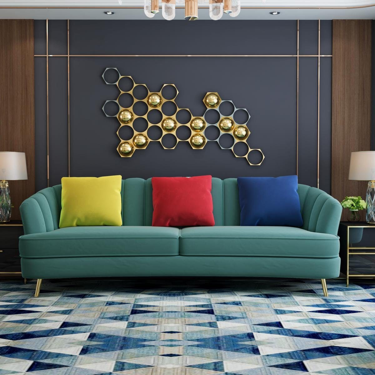 Dreisitzer, Wohnzimmer Sofa Samt moderner Europe Textil in Sofa Couchen Made JVmoebel Couch