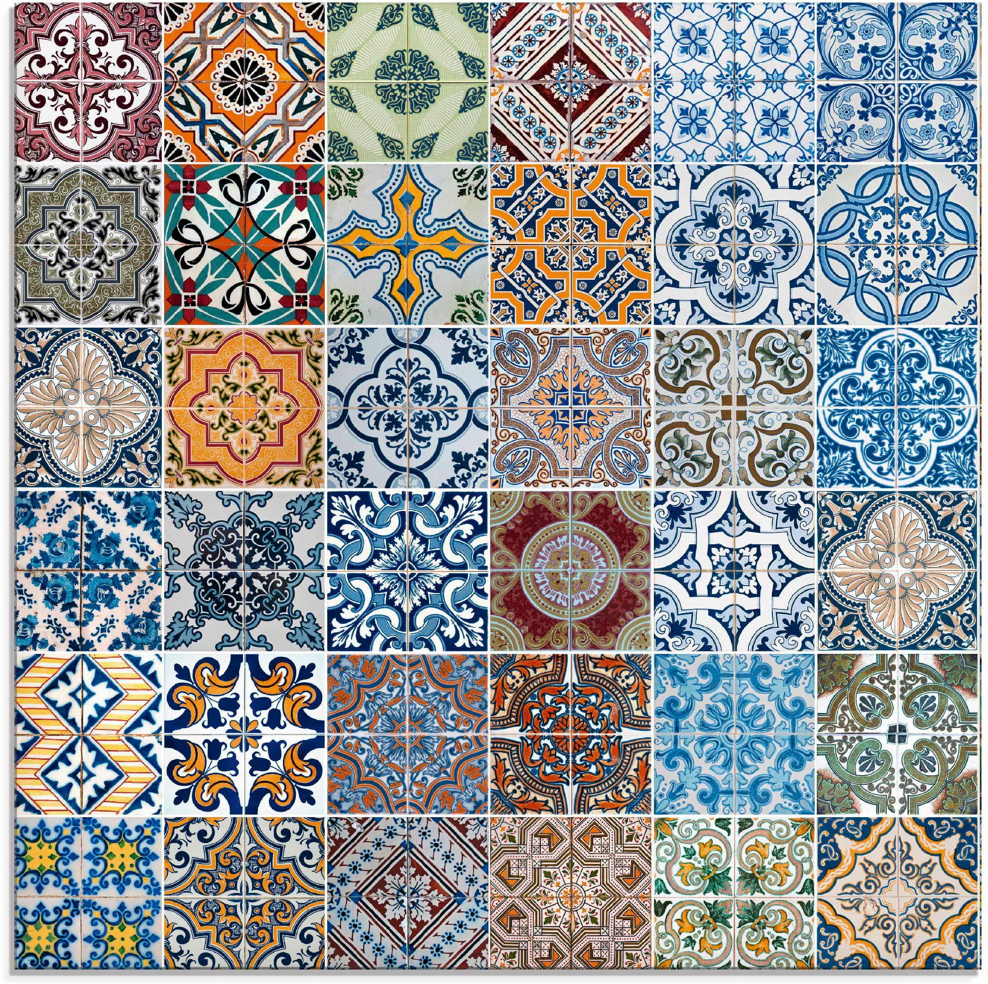 Artland Glasbild Gemusterte Keramikfliesen, Muster (1 St), in verschiedenen Größen | Bilder