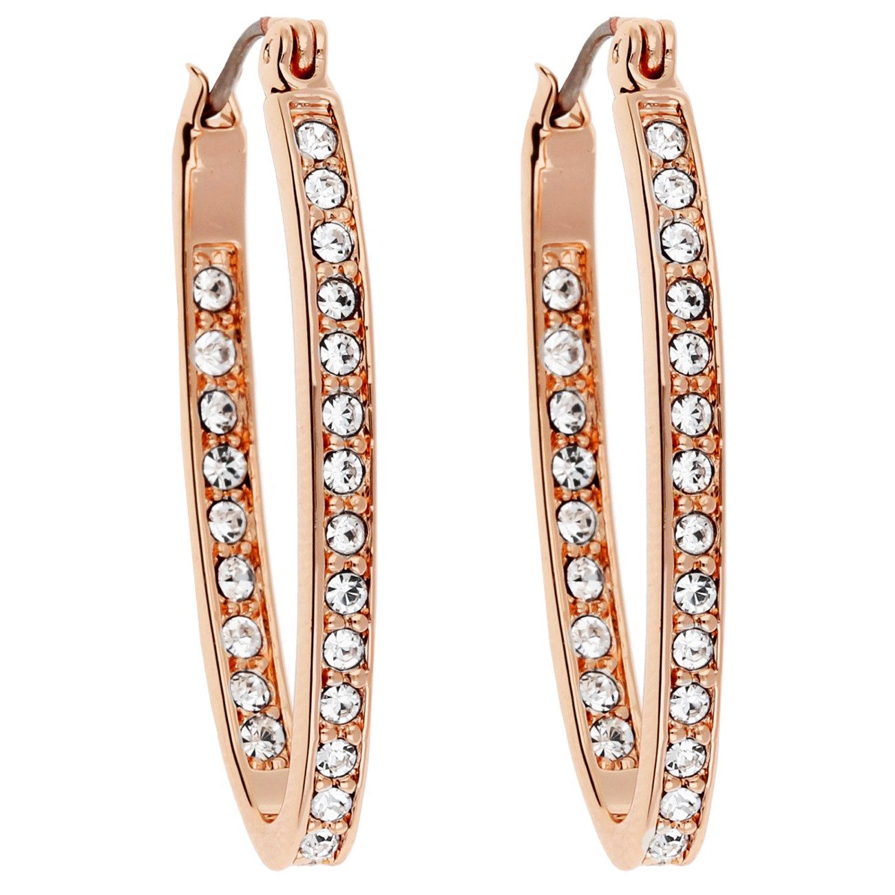 LÖB Paar Creolen Ohrringe 18K Roségold vergoldet Hängend Zirkonia Steine Oval Gold (Geschenke für Frauen Beste Freundin Mutter Mama Damen zum Geburtstag Weihnachten Weihnachtsgeschenke, Inkl. Schmuckbox), Damen Kreolen Glitzer Tropfen Tropfenform Brautschmuck Lang Creolen